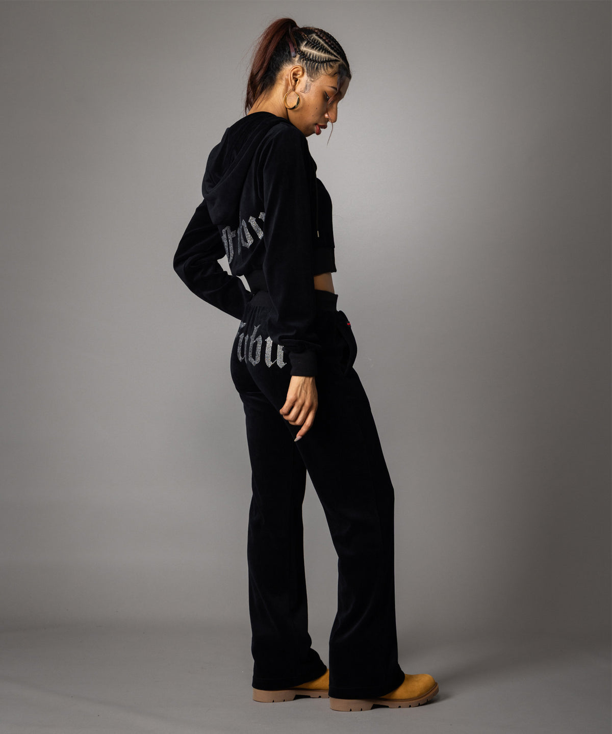 【NEW】RHINESTONE VELOR PANTS/ラインストーンベロアパンツ【FAL-62540】