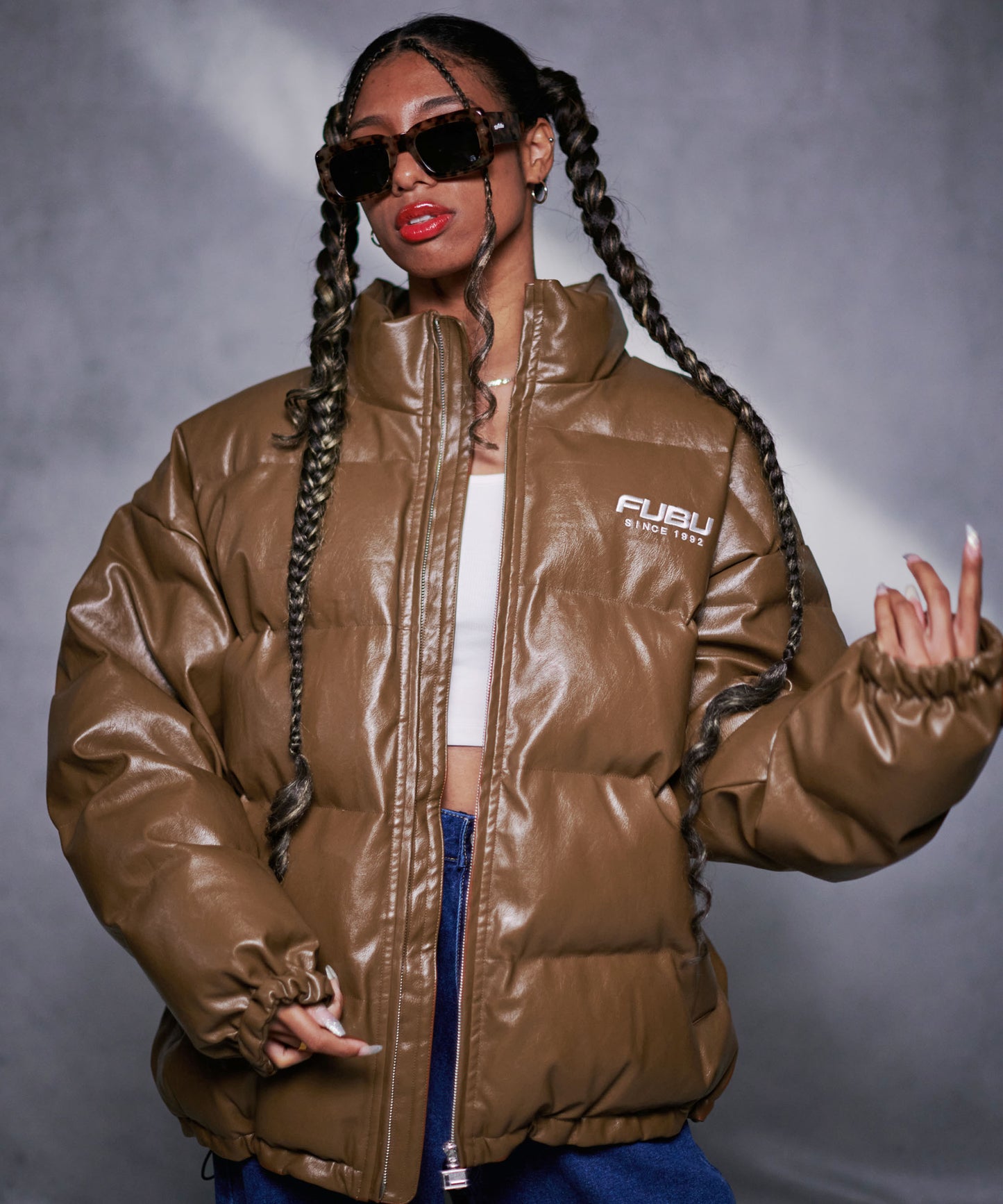 ECO LEATHER PUFFER JACKET/エコパファージャケット【FAM-42302】