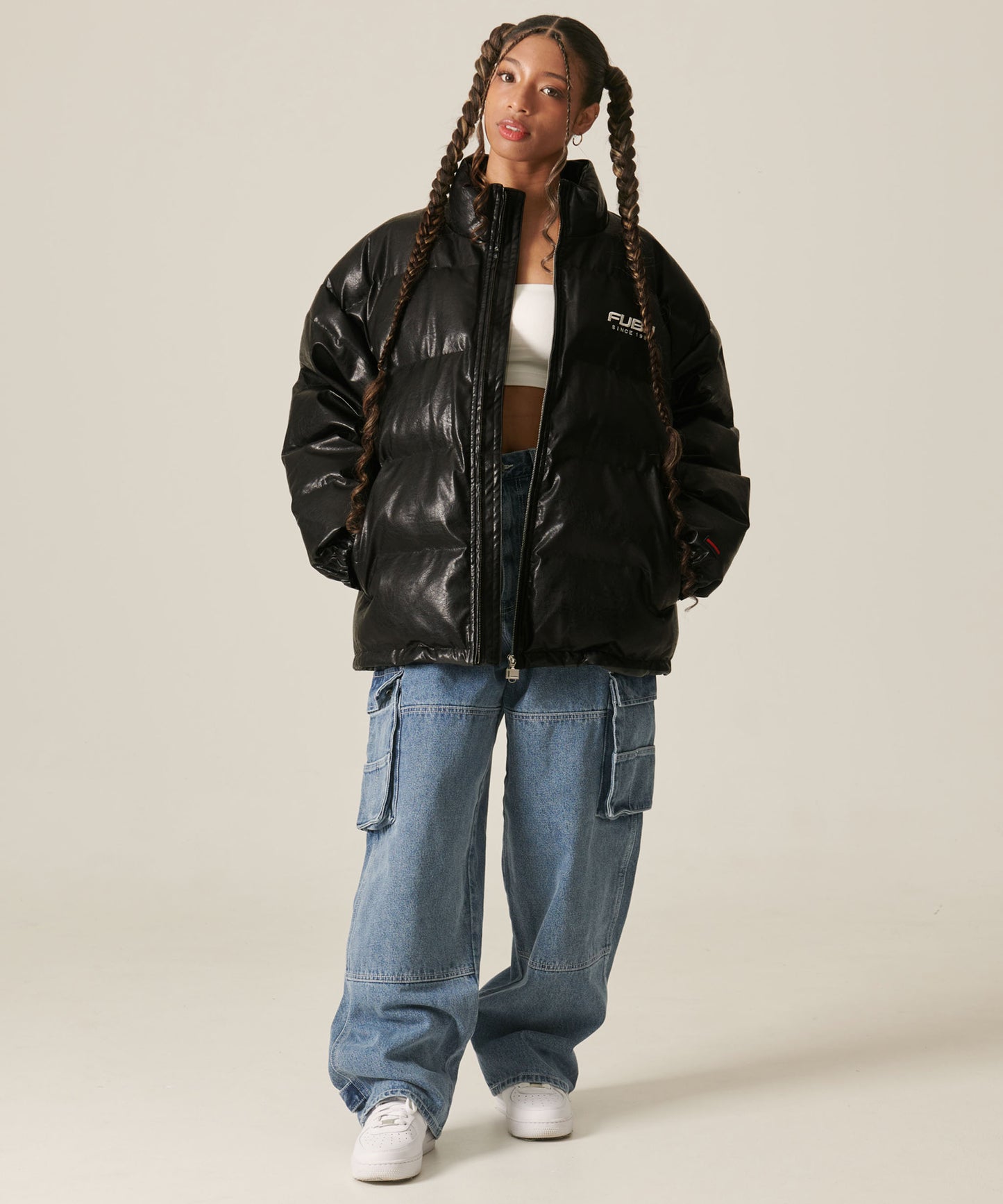 ECO LEATHER PUFFER JACKET/エコパファージャケット【FAM-42302】