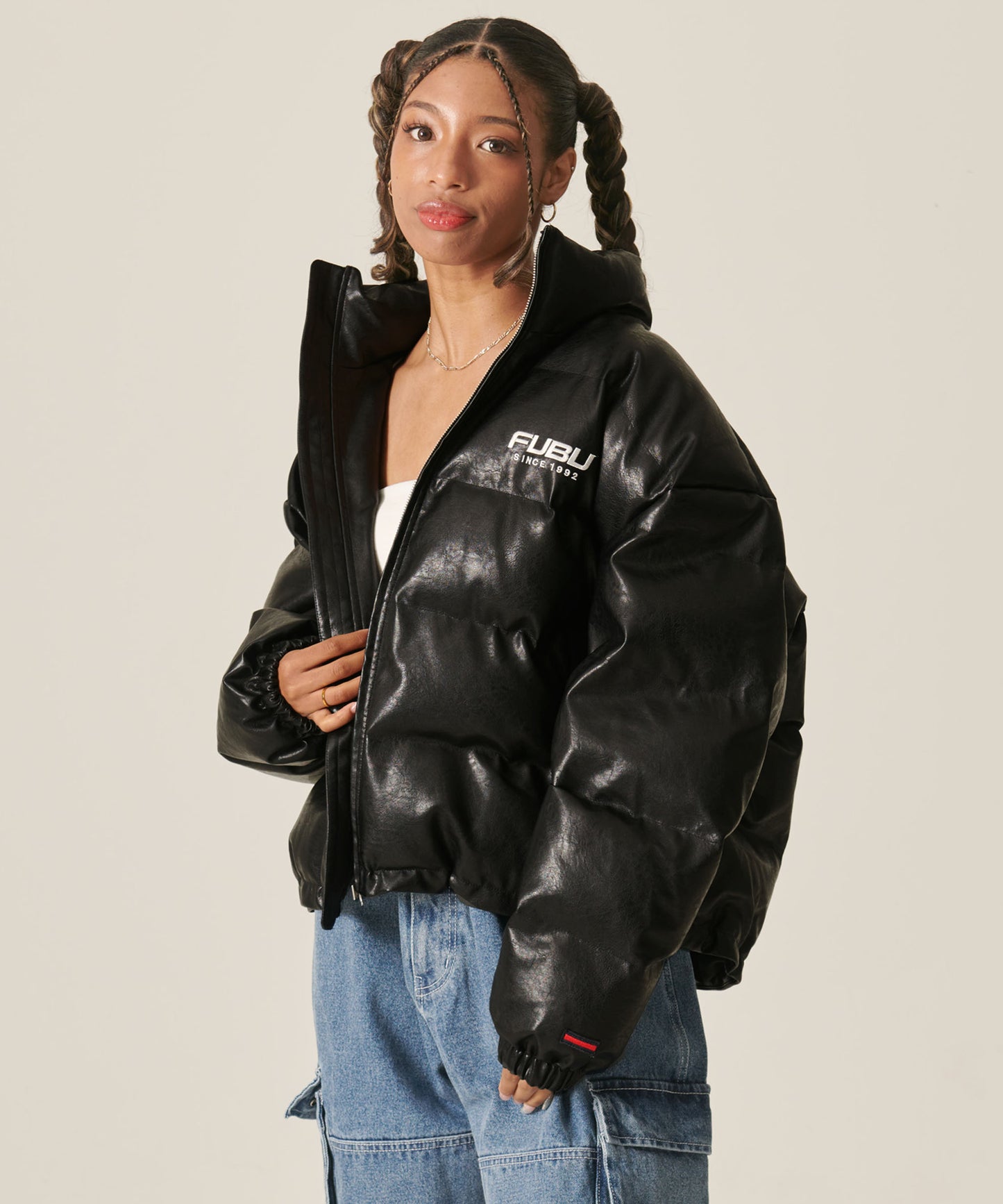 ECO LEATHER PUFFER JACKET/エコパファージャケット【FAM-42302】