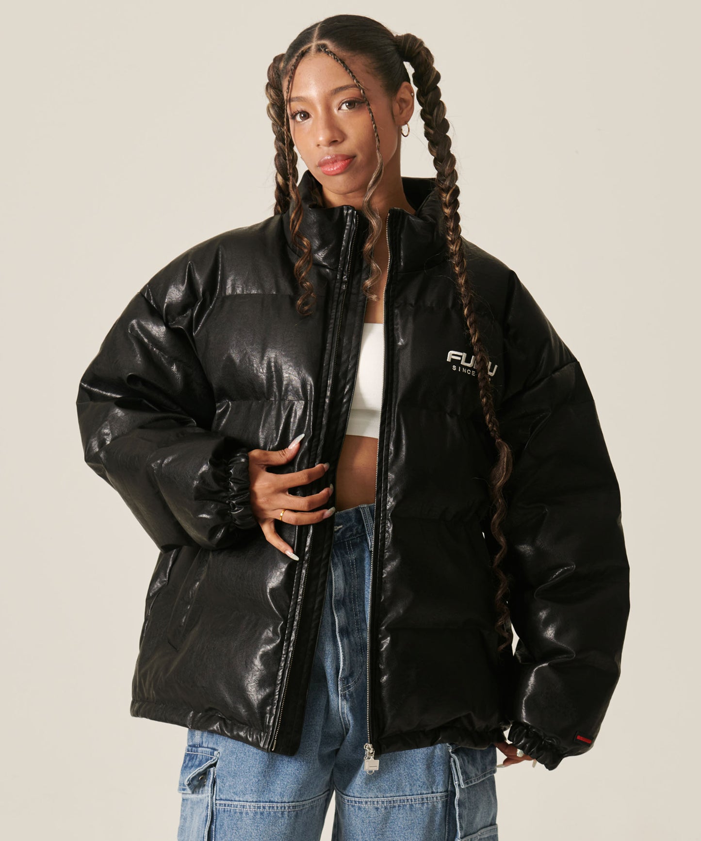 ECO LEATHER PUFFER JACKET/エコパファージャケット【FAM-42302】
