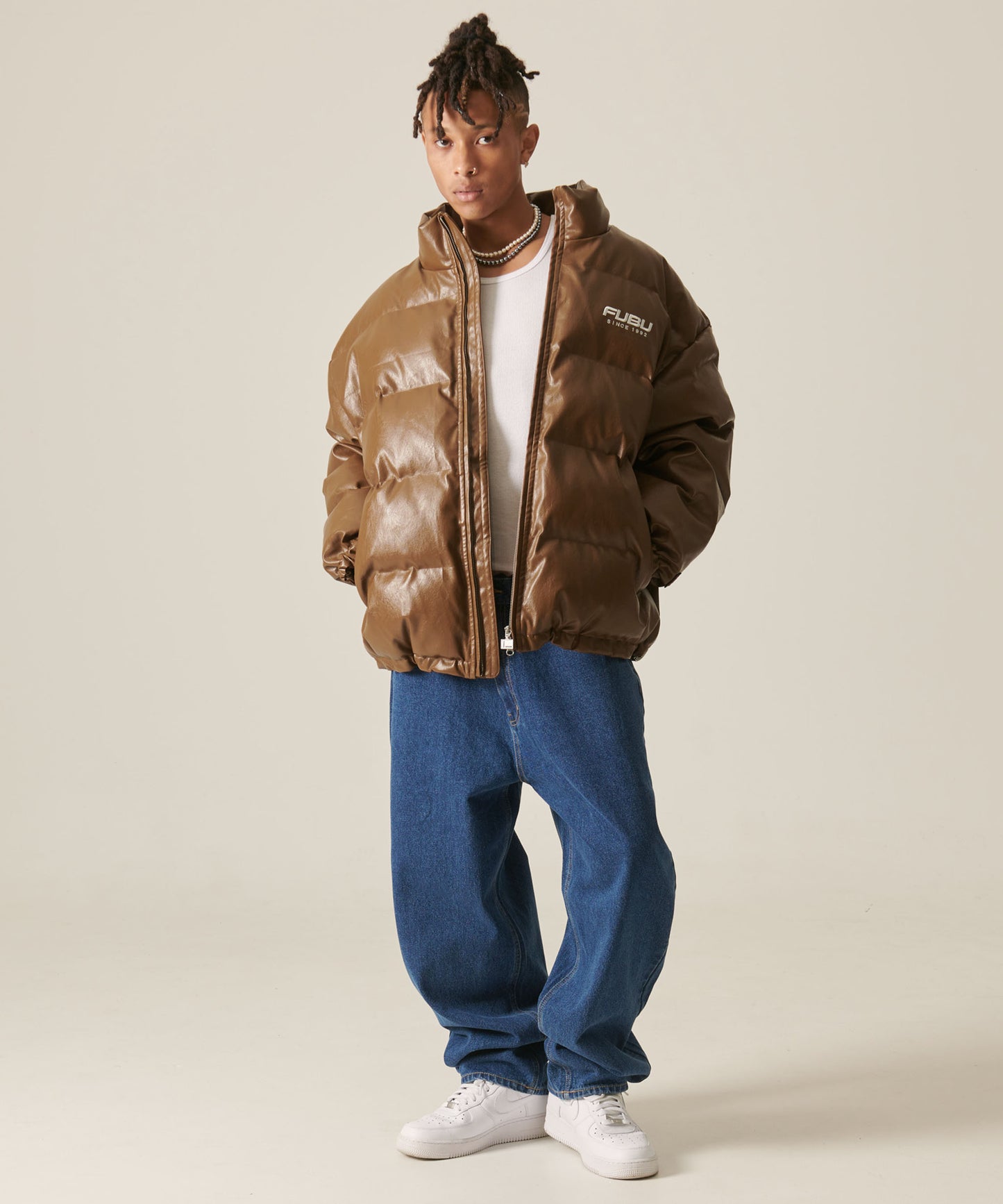 ECO LEATHER PUFFER JACKET/エコパファージャケット【FAM-42302】