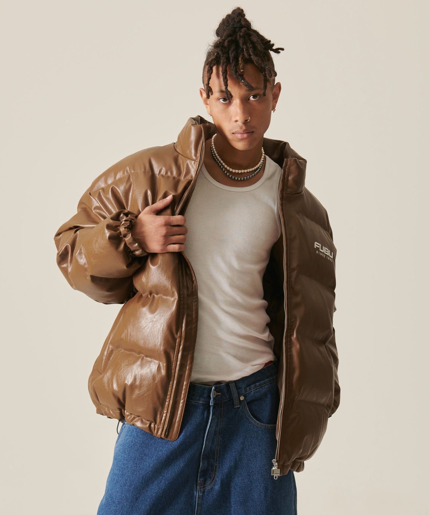 ECO LEATHER PUFFER JACKET/エコパファージャケット【FAM-42302】