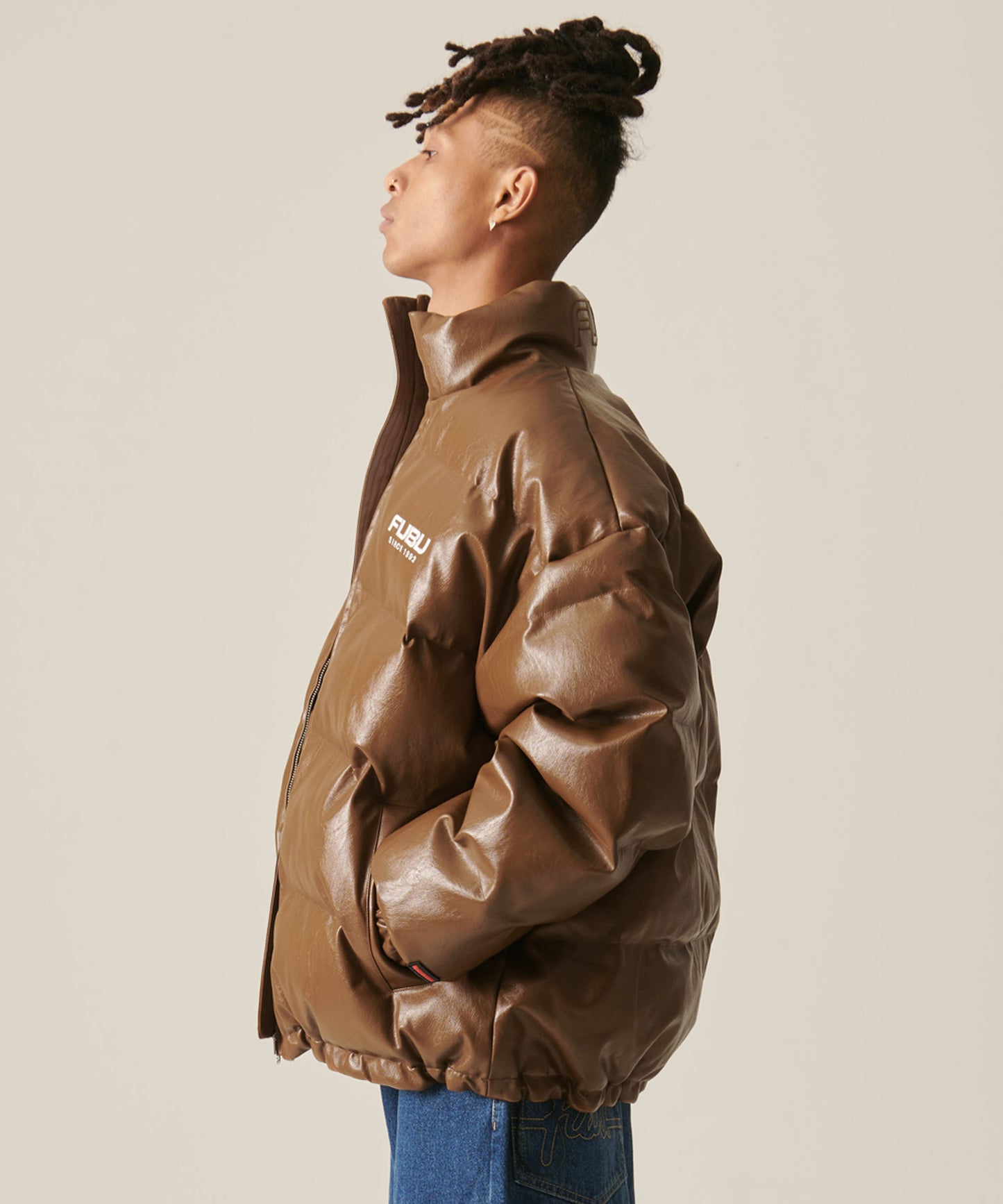 ECO LEATHER PUFFER JACKET/エコパファージャケット【FAM-42302】