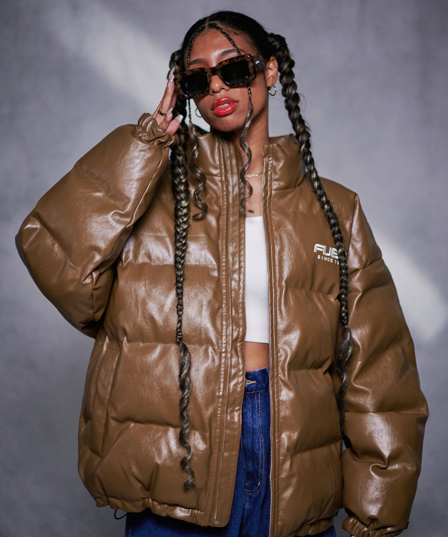 ECO LEATHER PUFFER JACKET/エコパファージャケット【FAM-42302】