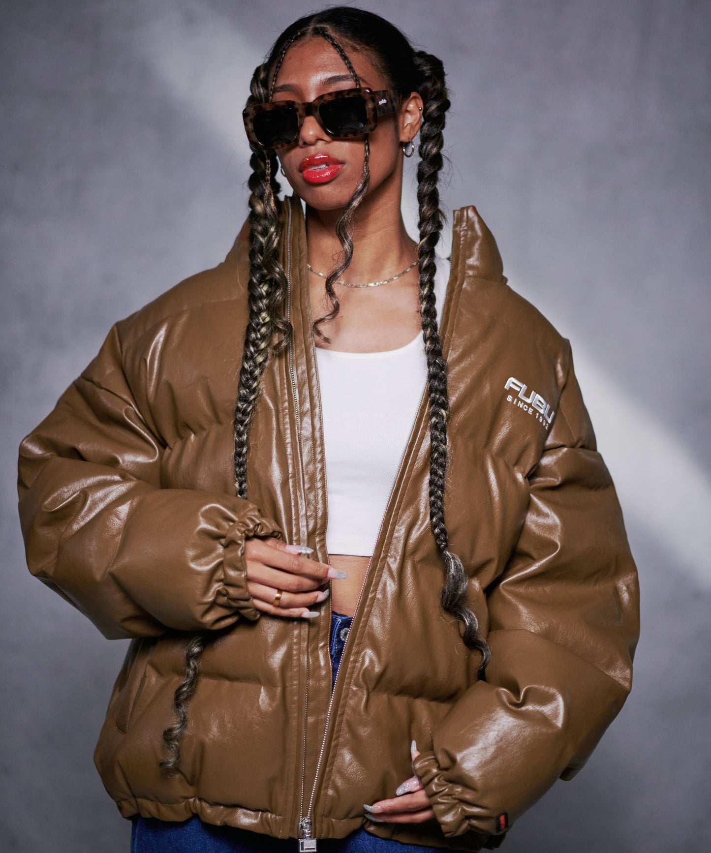 ECO LEATHER PUFFER JACKET/エコパファージャケット【FAM-42302】