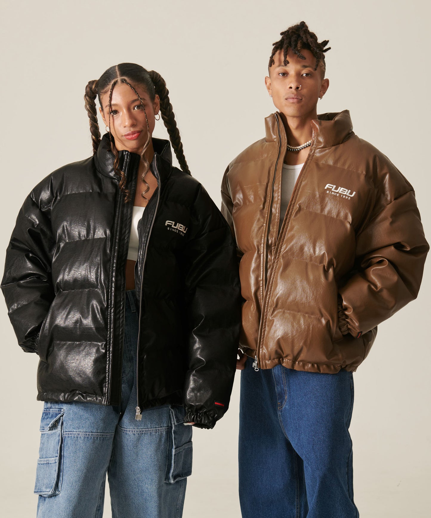 ECO LEATHER PUFFER JACKET/エコパファージャケット【FAM-42302】