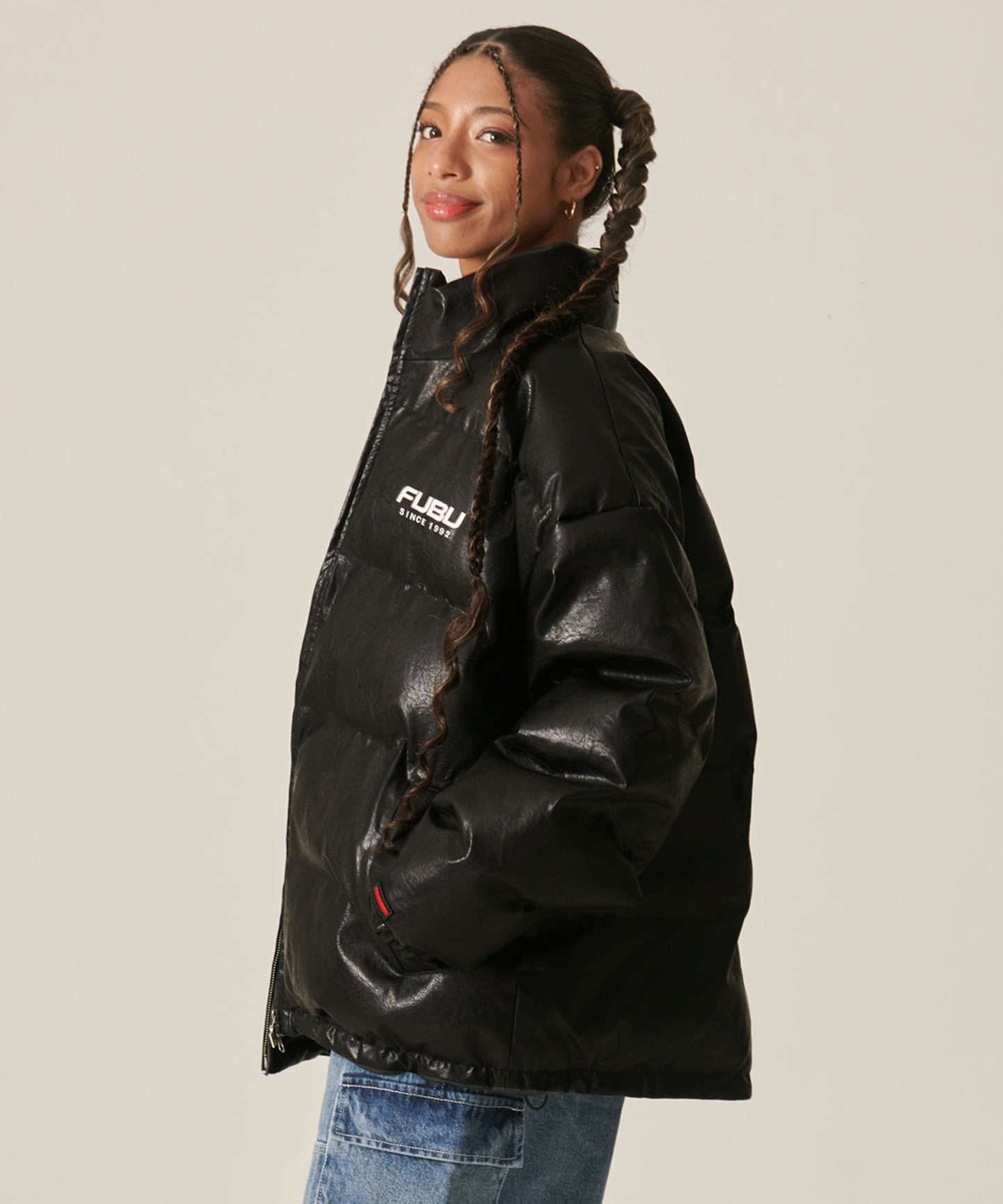 ECO LEATHER PUFFER JACKET/エコパファージャケット【FAM-42302】