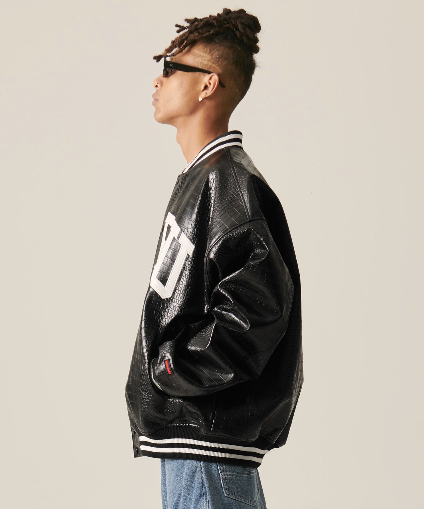 PYTHON ECO LEATHER VARSITY JACKET/パイソンレザージャケット【FAM-42306】
