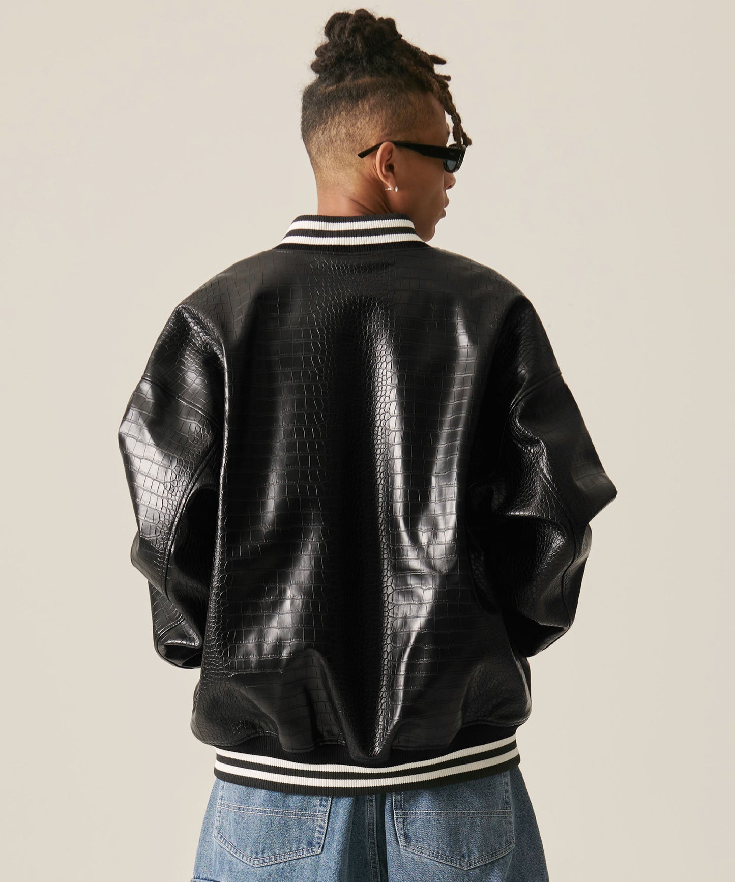 PYTHON ECO LEATHER VARSITY JACKET/パイソンレザージャケット【FAM-42306】