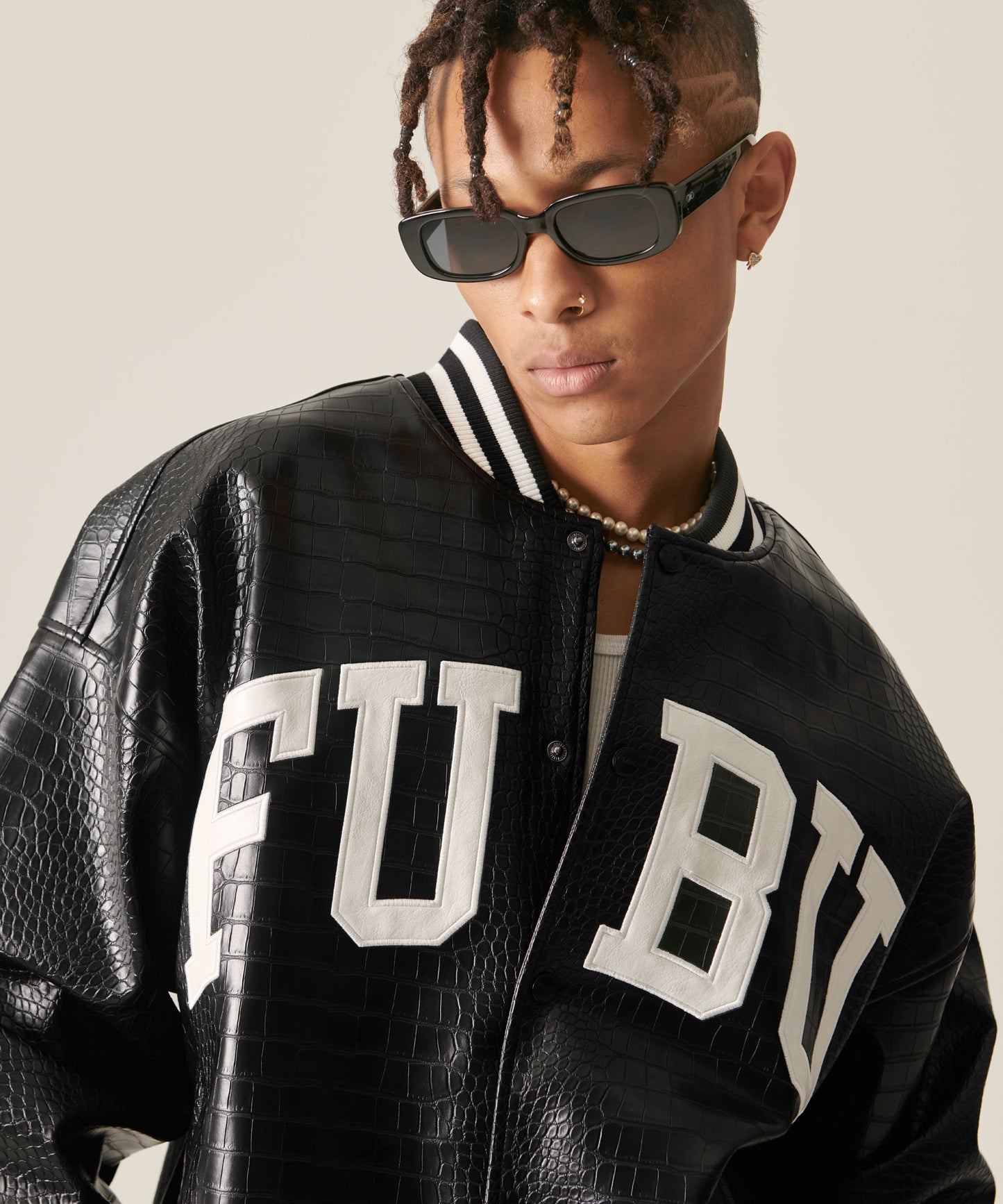 PYTHON ECO LEATHER VARSITY JACKET/パイソンレザージャケット【FAM-42306】