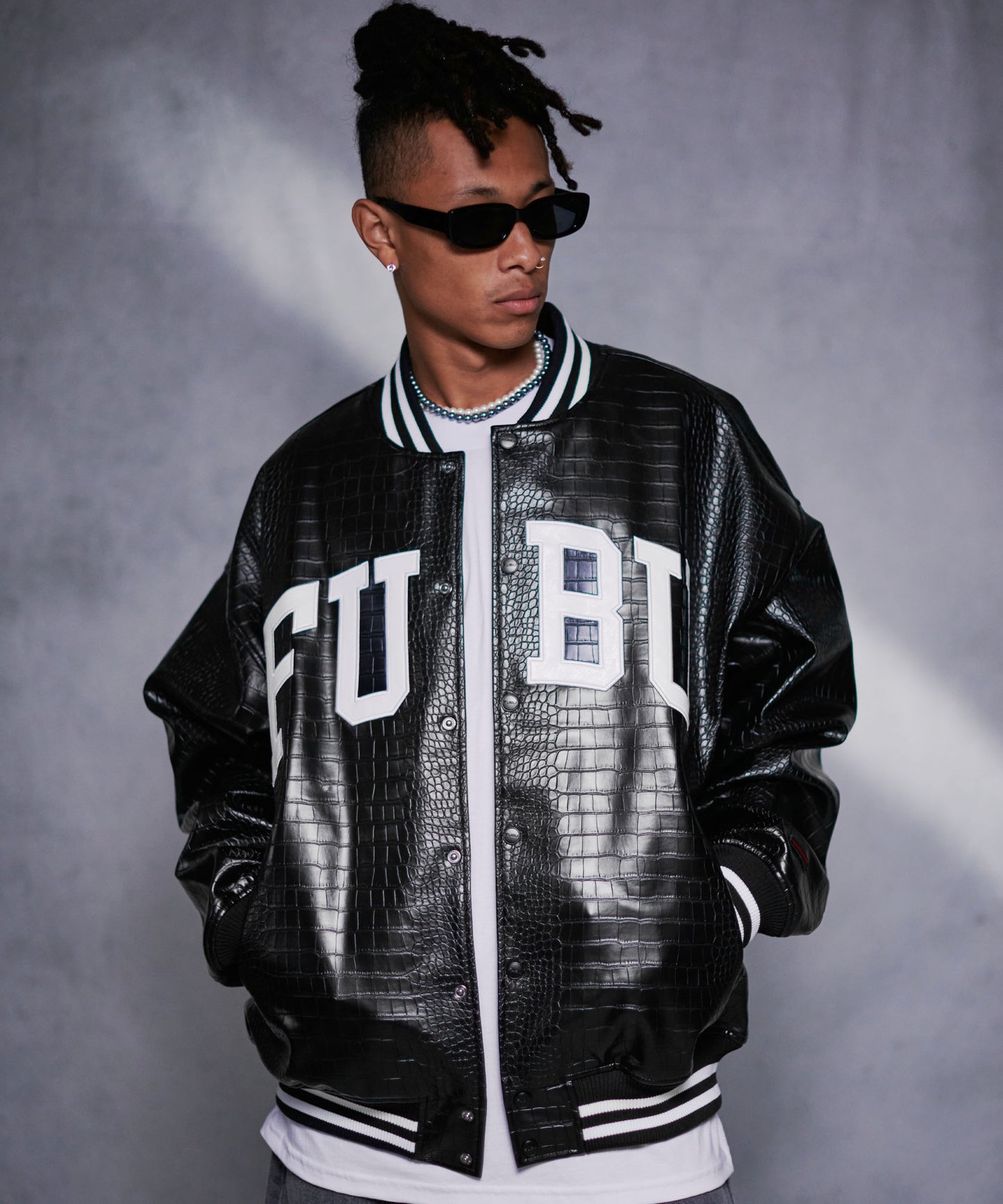 PYTHON ECO LEATHER VARSITY JACKET/パイソンレザージャケット【FAM-42306】