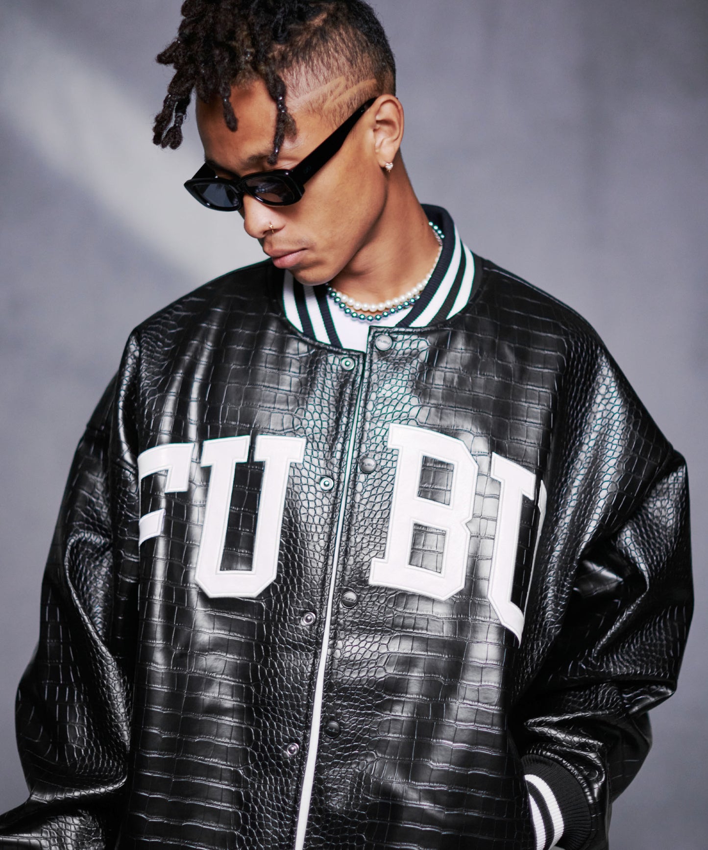 PYTHON ECO LEATHER VARSITY JACKET/パイソンレザージャケット【FAM-42306】