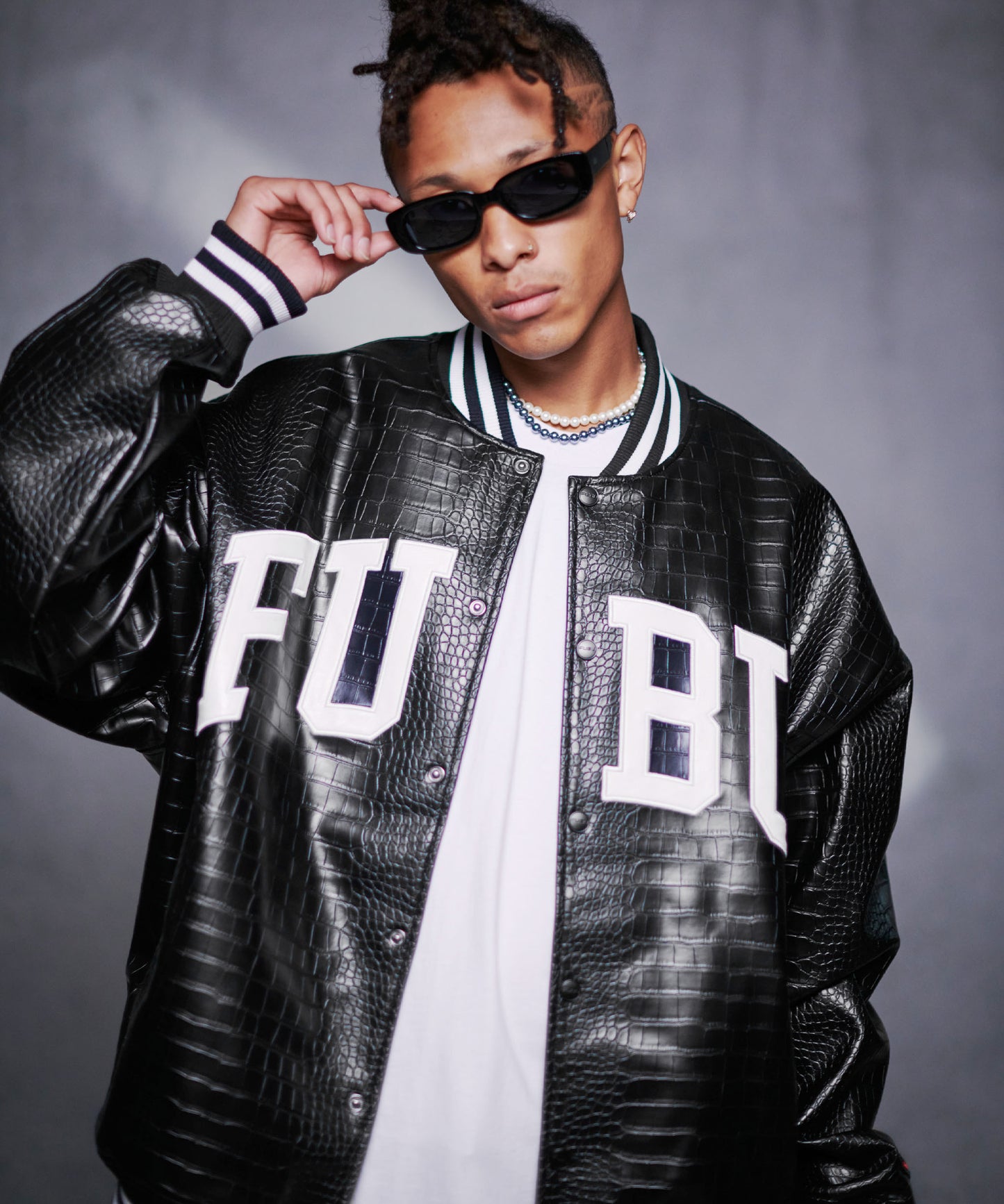 PYTHON ECO LEATHER VARSITY JACKET/パイソンレザージャケット【FAM-42306】