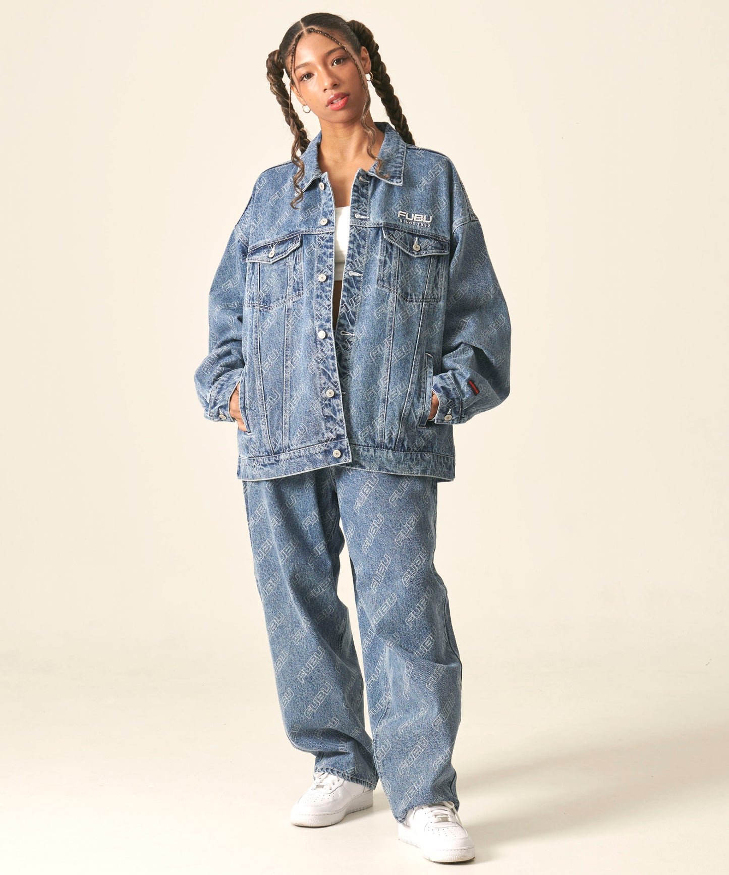 PATTERN DENIM PANTS/総柄デニムパンツ【FAM-42504】