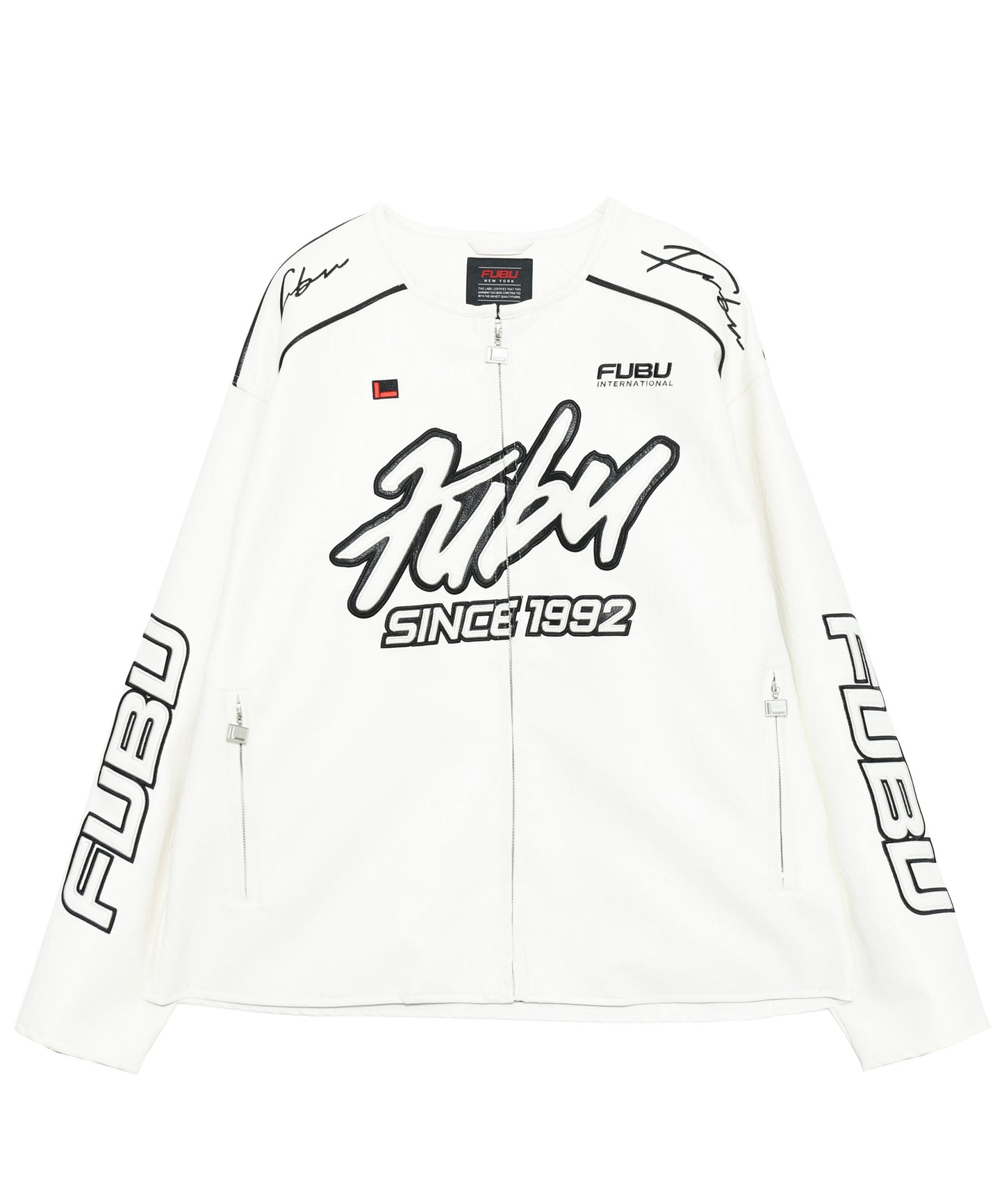 FAUX LEATHER RACING JACKET/エコレザーレーシングジャケット【FAM-51303】