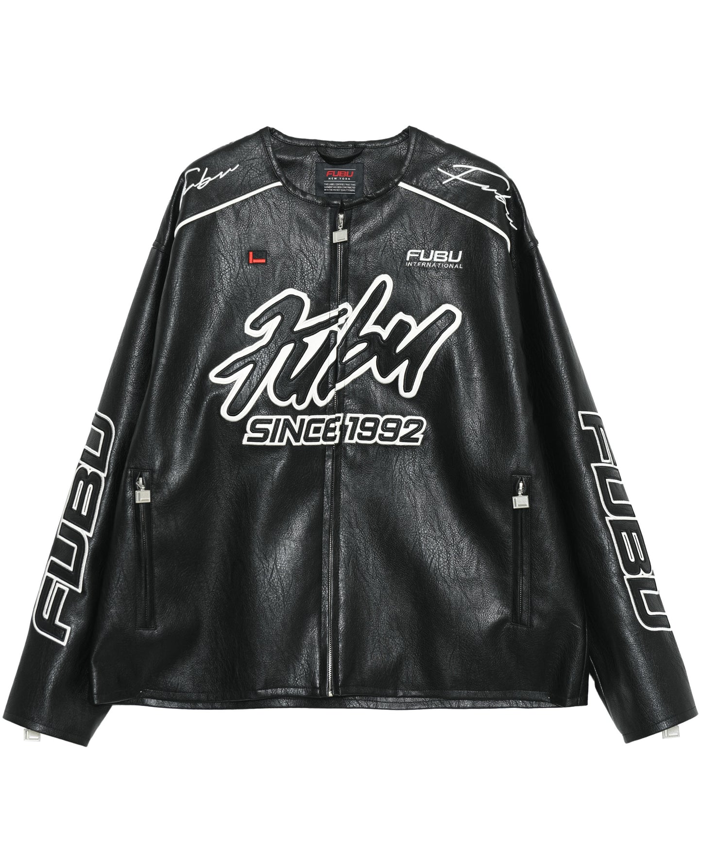 FAUX LEATHER RACING JACKET/エコレザーレーシングジャケット【FAM-51303】