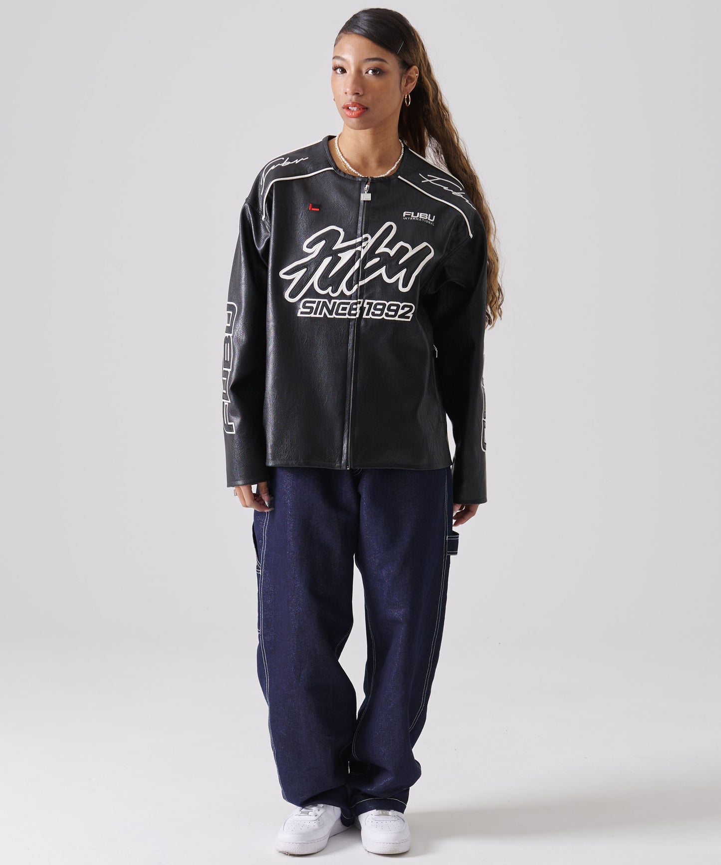 FAUX LEATHER RACING JACKET/エコレザーレーシングジャケット【FAM-51303】