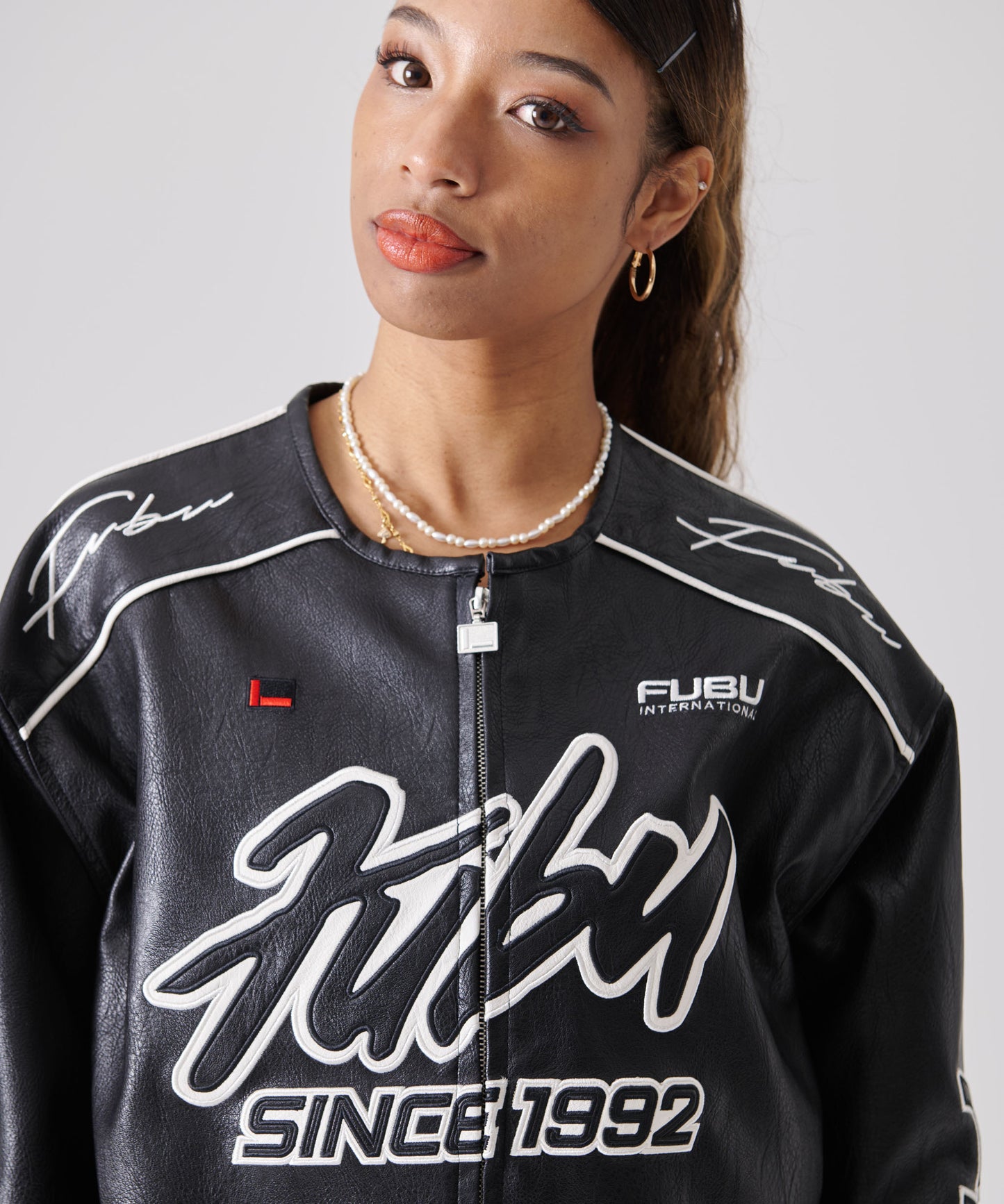 FAUX LEATHER RACING JACKET/エコレザーレーシングジャケット【FAM-51303】