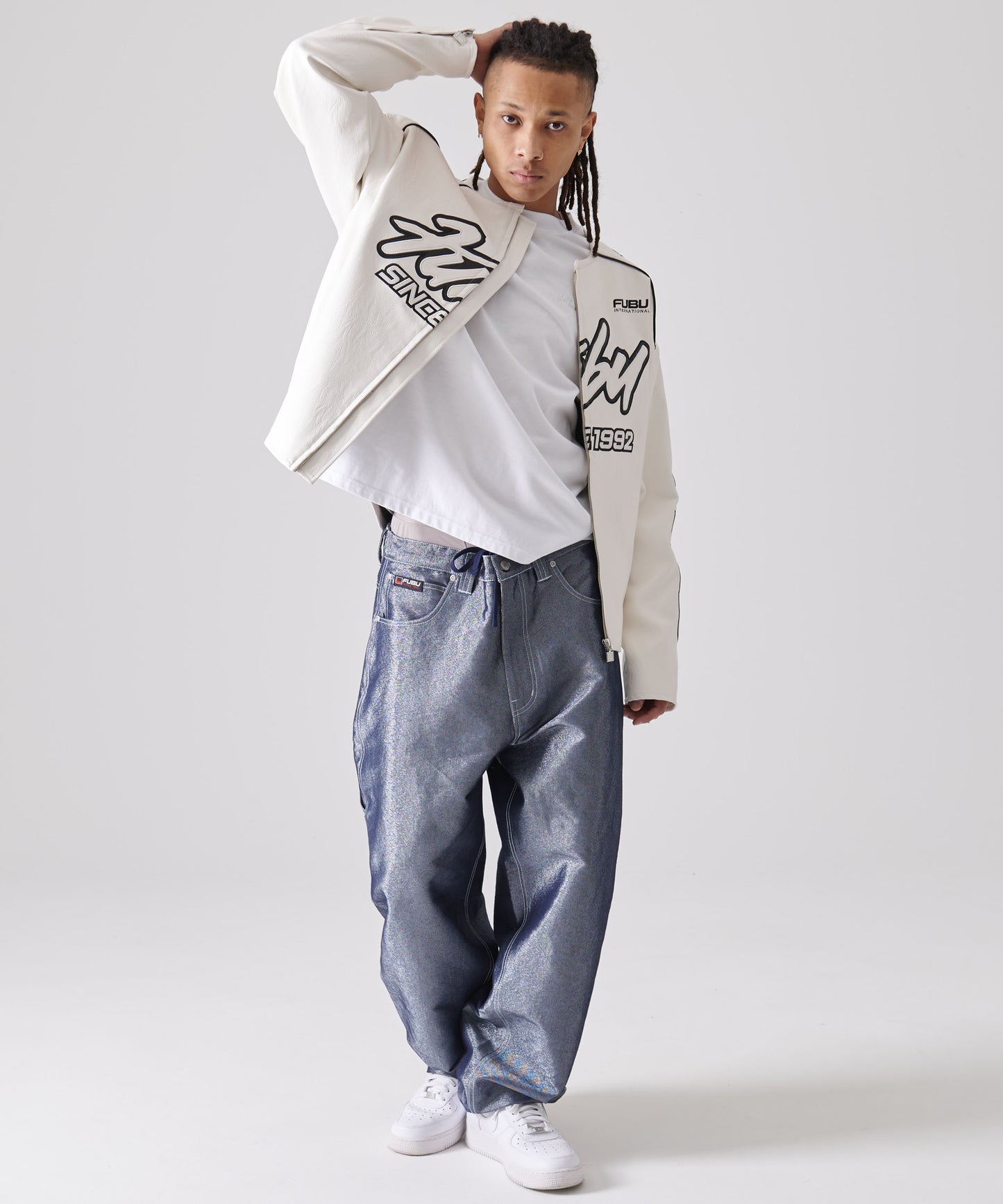 FAUX LEATHER RACING JACKET/エコレザーレーシングジャケット【FAM-51303】