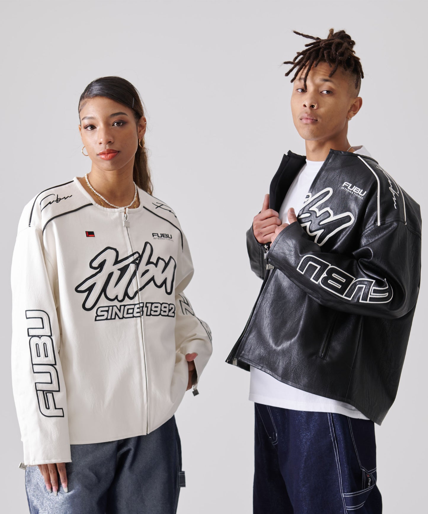FAUX LEATHER RACING JACKET/エコレザーレーシングジャケット【FAM-51303】