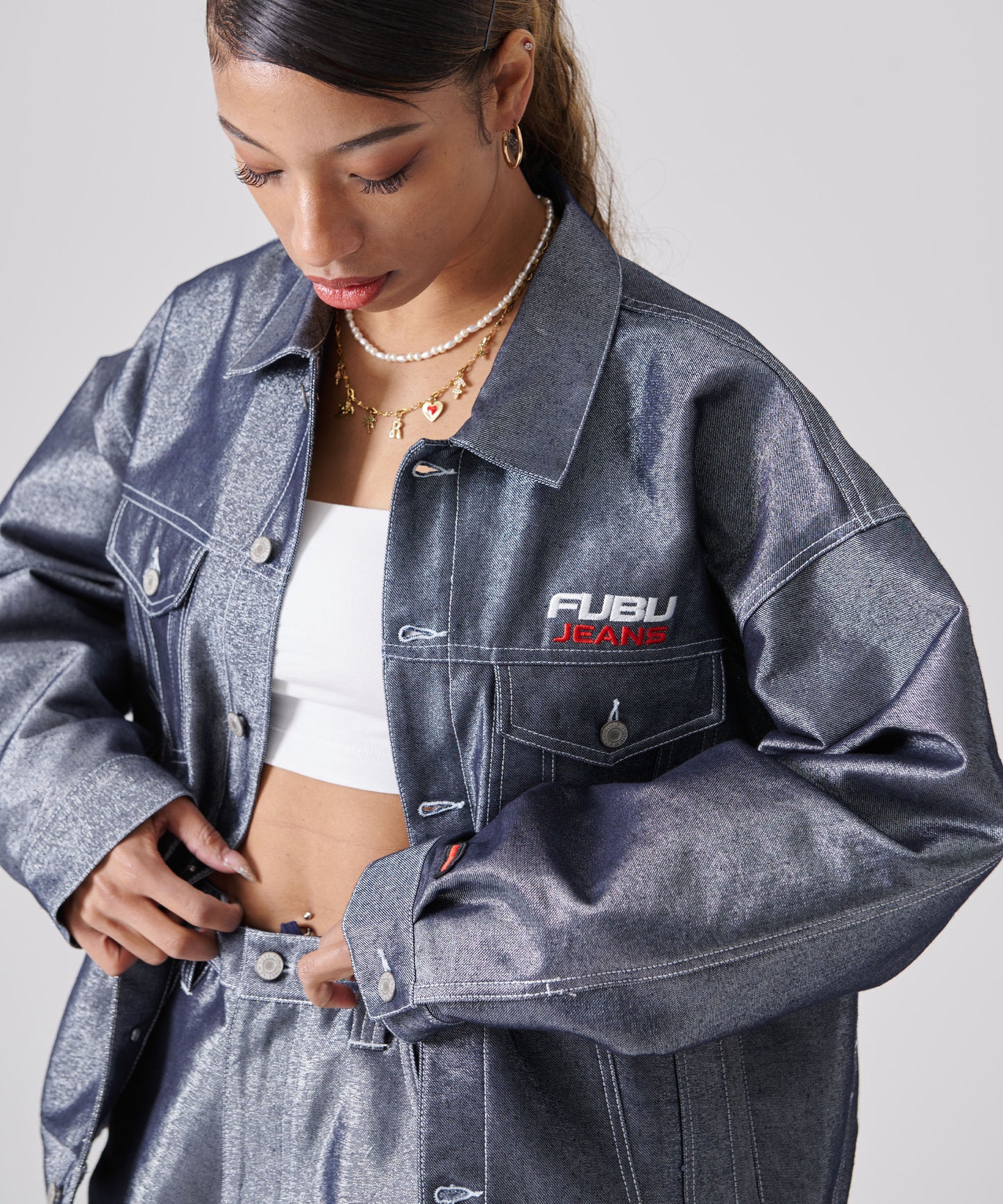 METALLIC DENIM JACKET/メタリックデニムジャケット【FAM-51304】