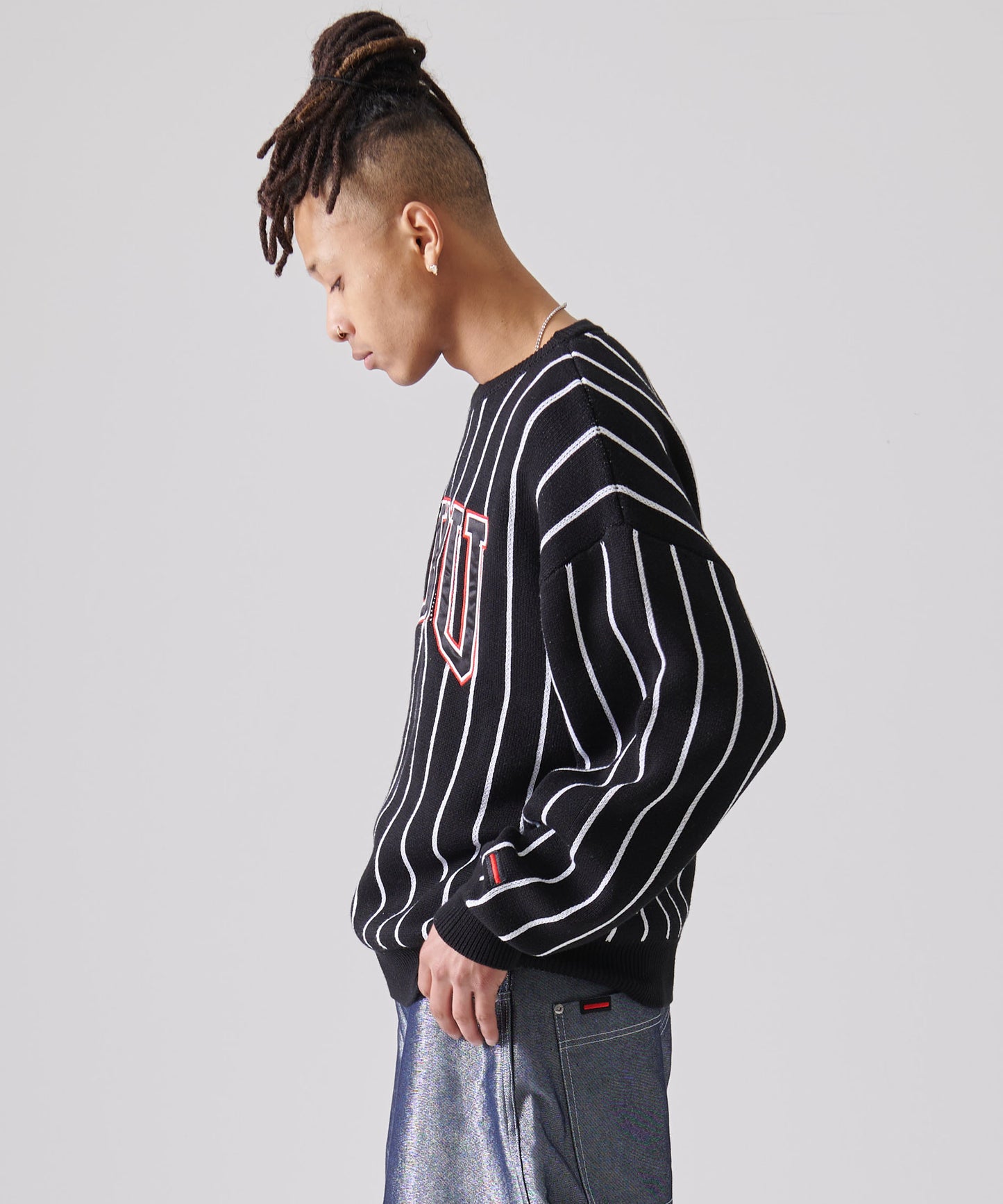 STRIPE KNIT PULLOVER/ストライプニットプルオーバー【FAM-51701】