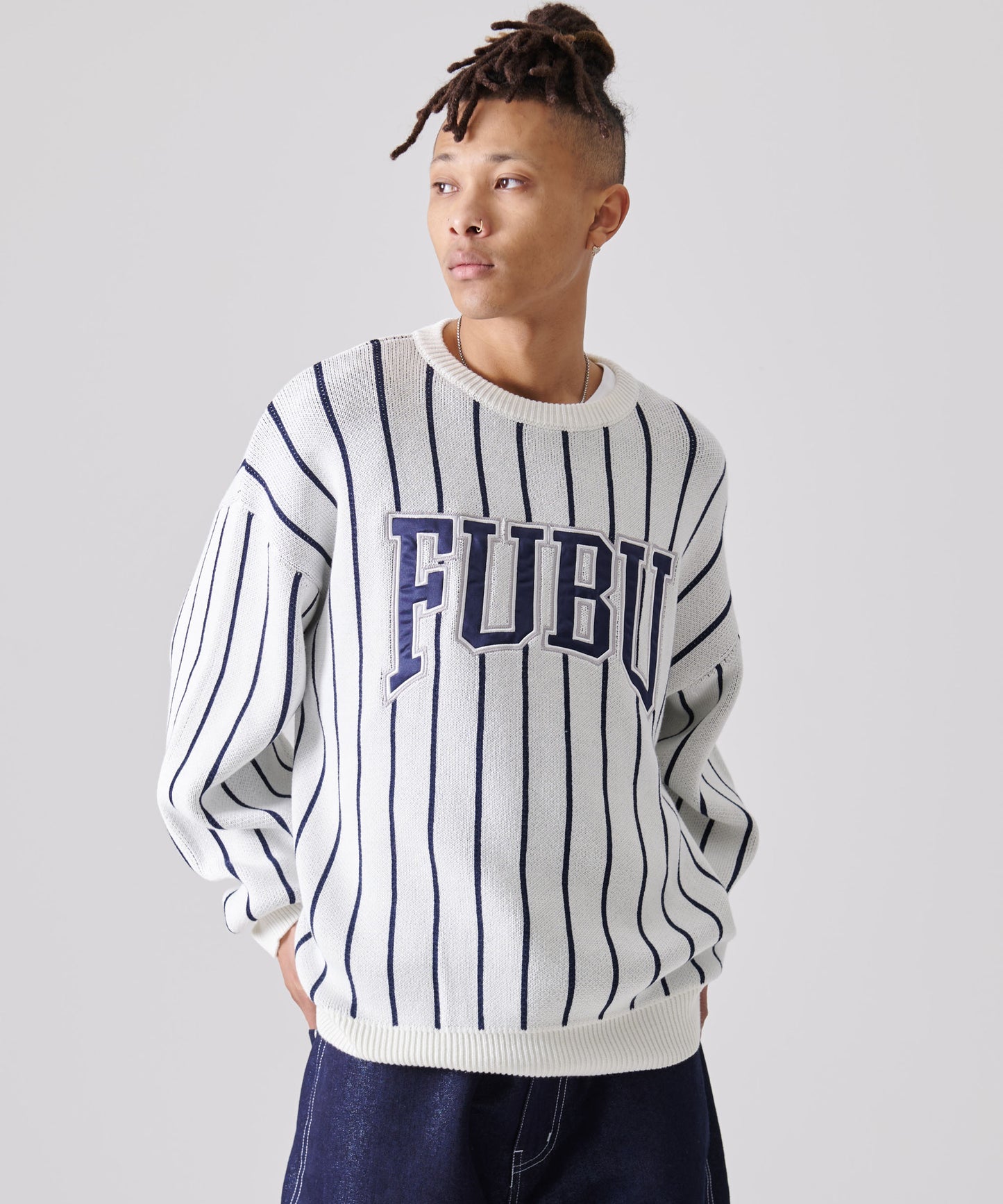 STRIPE KNIT PULLOVER/ストライプニットプルオーバー【FAM-51701】