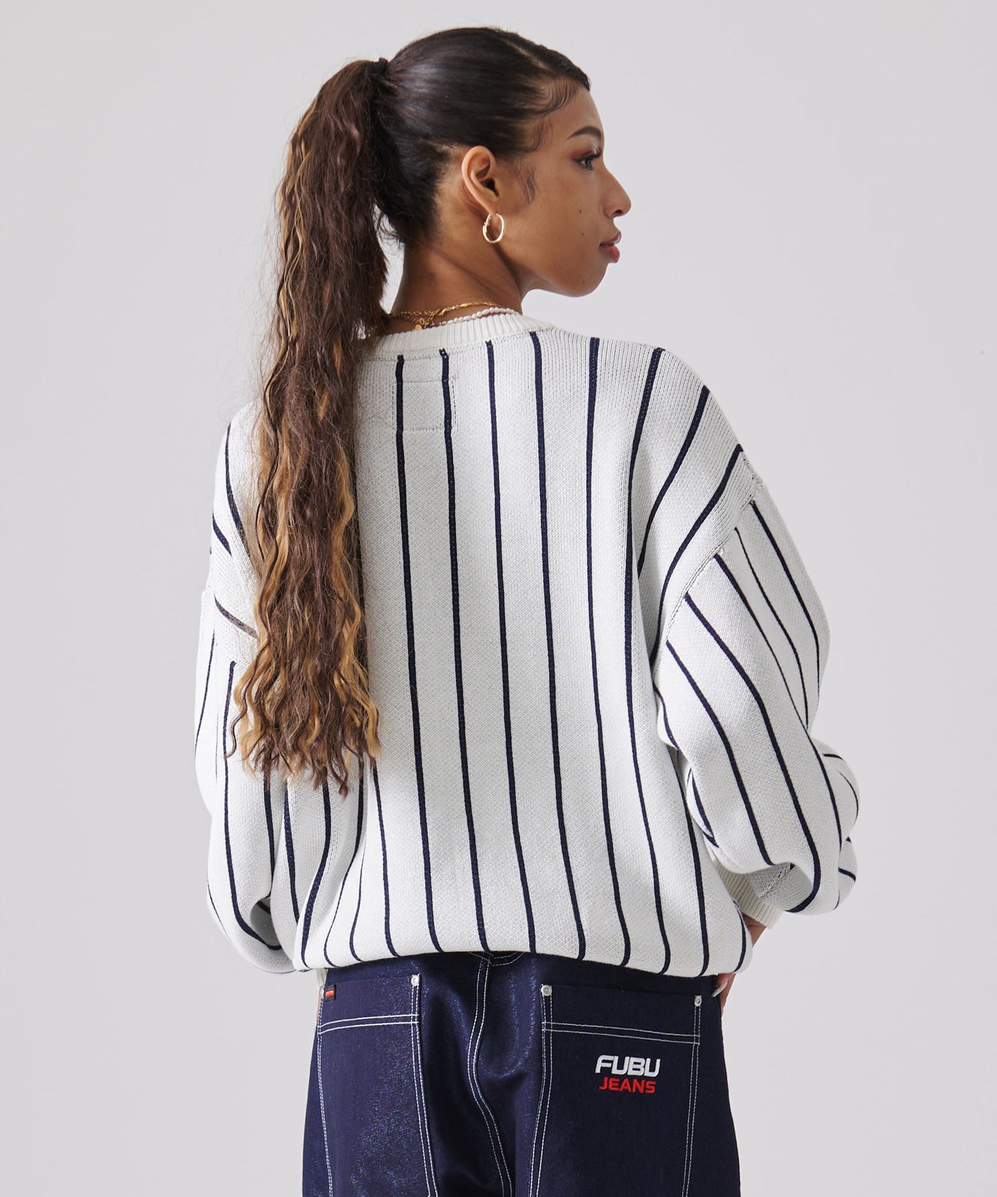 STRIPE KNIT PULLOVER/ストライプニットプルオーバー【FAM-51701】