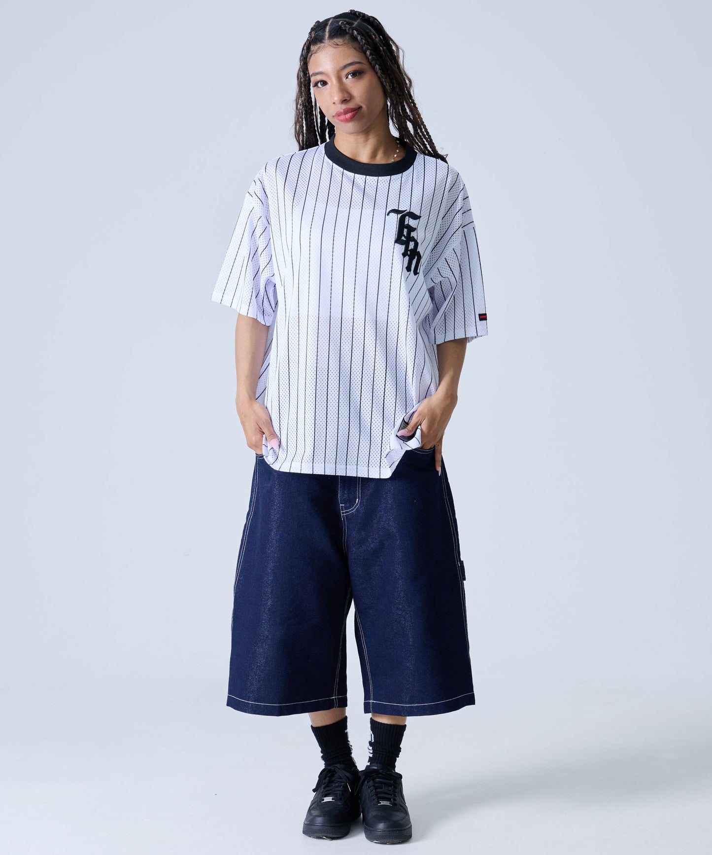 【NEW】MESH STRIPE T-SHIRT/メッシュストライプTシャツ【FAM-51716】