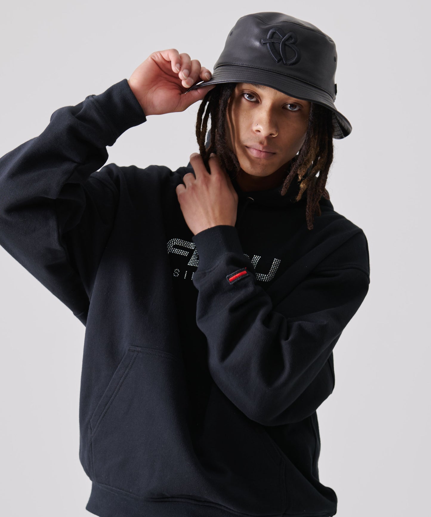 "FB" FAUX LEATHER BUCKET HAT/エコレザーバケットハット【FAM-51902】