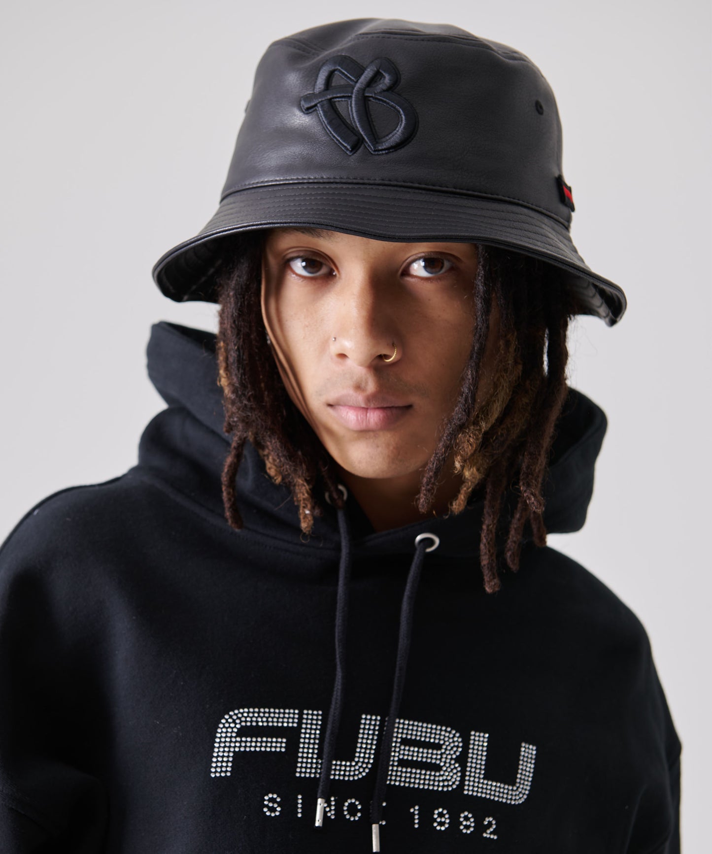 "FB" FAUX LEATHER BUCKET HAT/エコレザーバケットハット【FAM-51902】