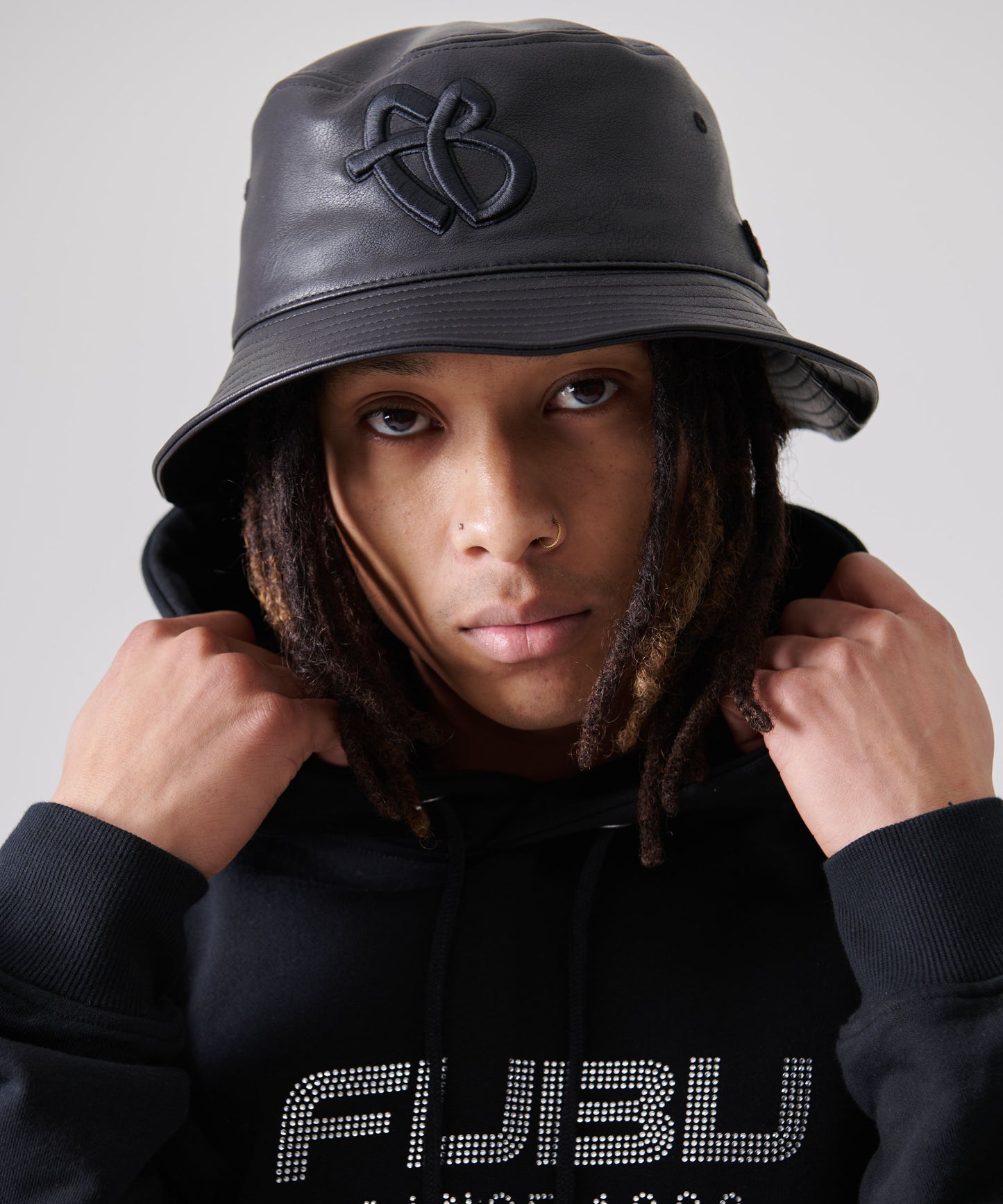 "FB" FAUX LEATHER BUCKET HAT/エコレザーバケットハット【FAM-51902】