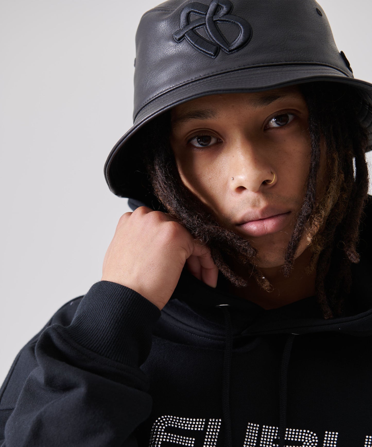 "FB" FAUX LEATHER BUCKET HAT/エコレザーバケットハット【FAM-51902】