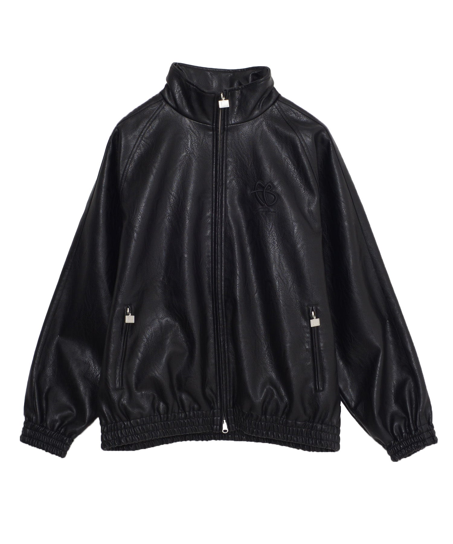 FUBU レザージャケット Mサイズ 黒/白 FUBU（フブ） ブルゾン アウター ブランド Faux Leather Jacket