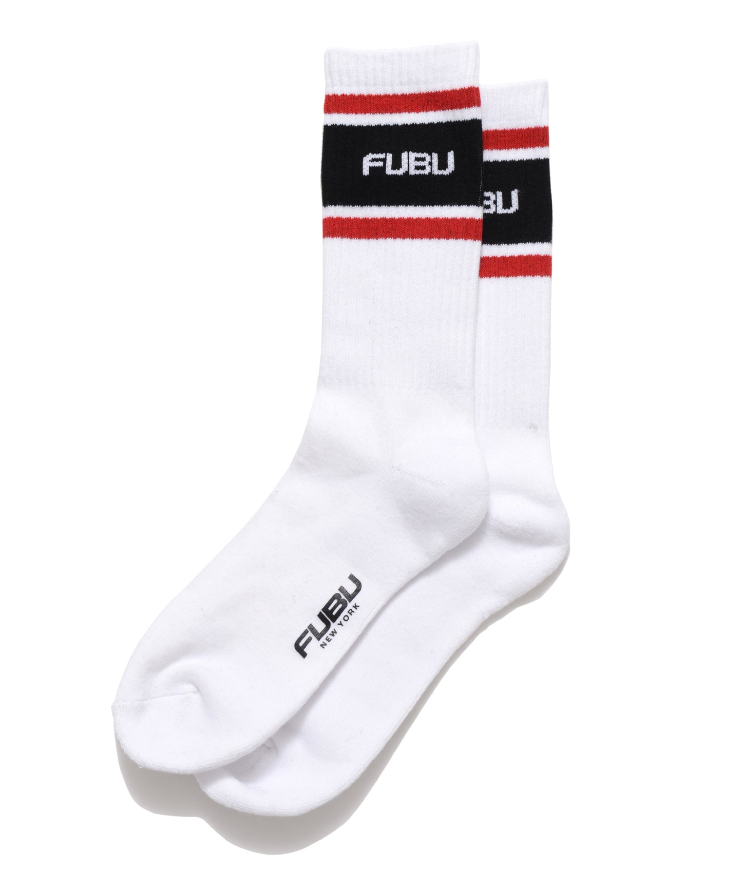 FUBU フブ クルーソックス ブランドロゴ ボーダー くつした クルー丈 メンズ 1P 25cm 26cm 27cm