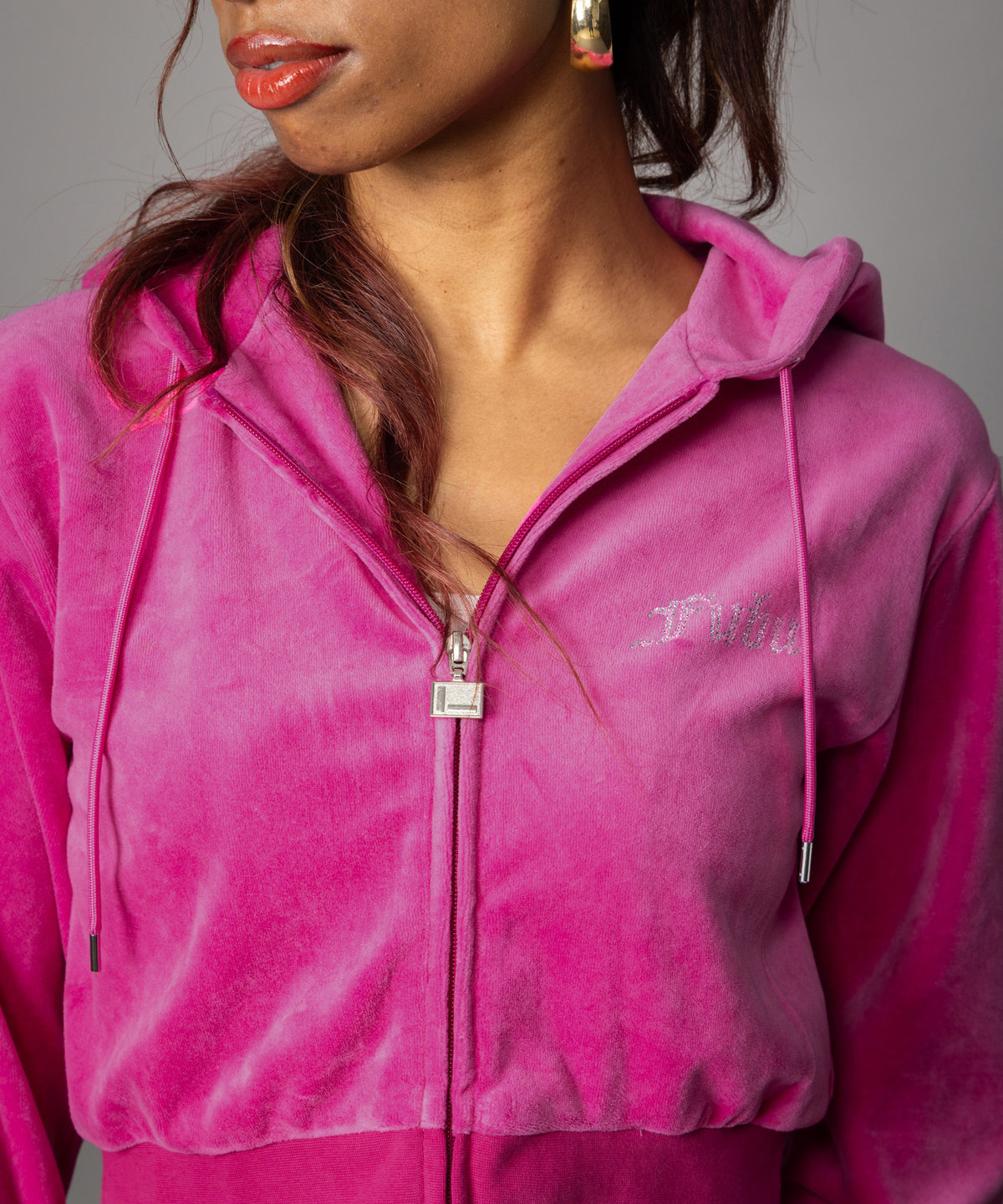 【NEW】RHINESTONE VELOR ZIP HOODIE/ラインストーンベロアジップフーディー【FAL-62740】