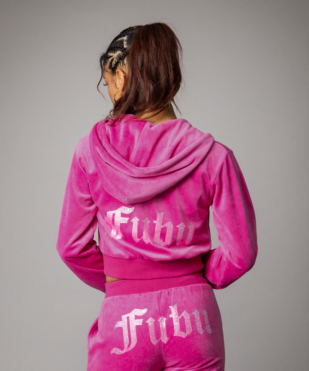【NEW】RHINESTONE VELOR ZIP HOODIE/ラインストーンベロアジップフーディー【FAL-62740】