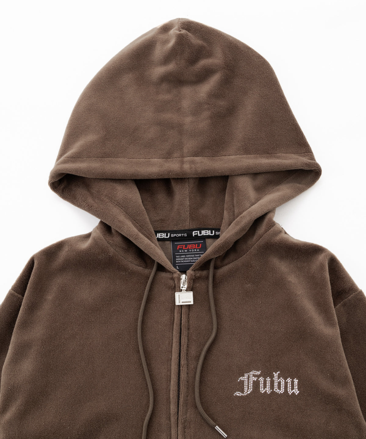 【NEW】RHINESTONE VELOR ZIP HOODIE/ラインストーンベロアジップフーディー【FAL-62740】