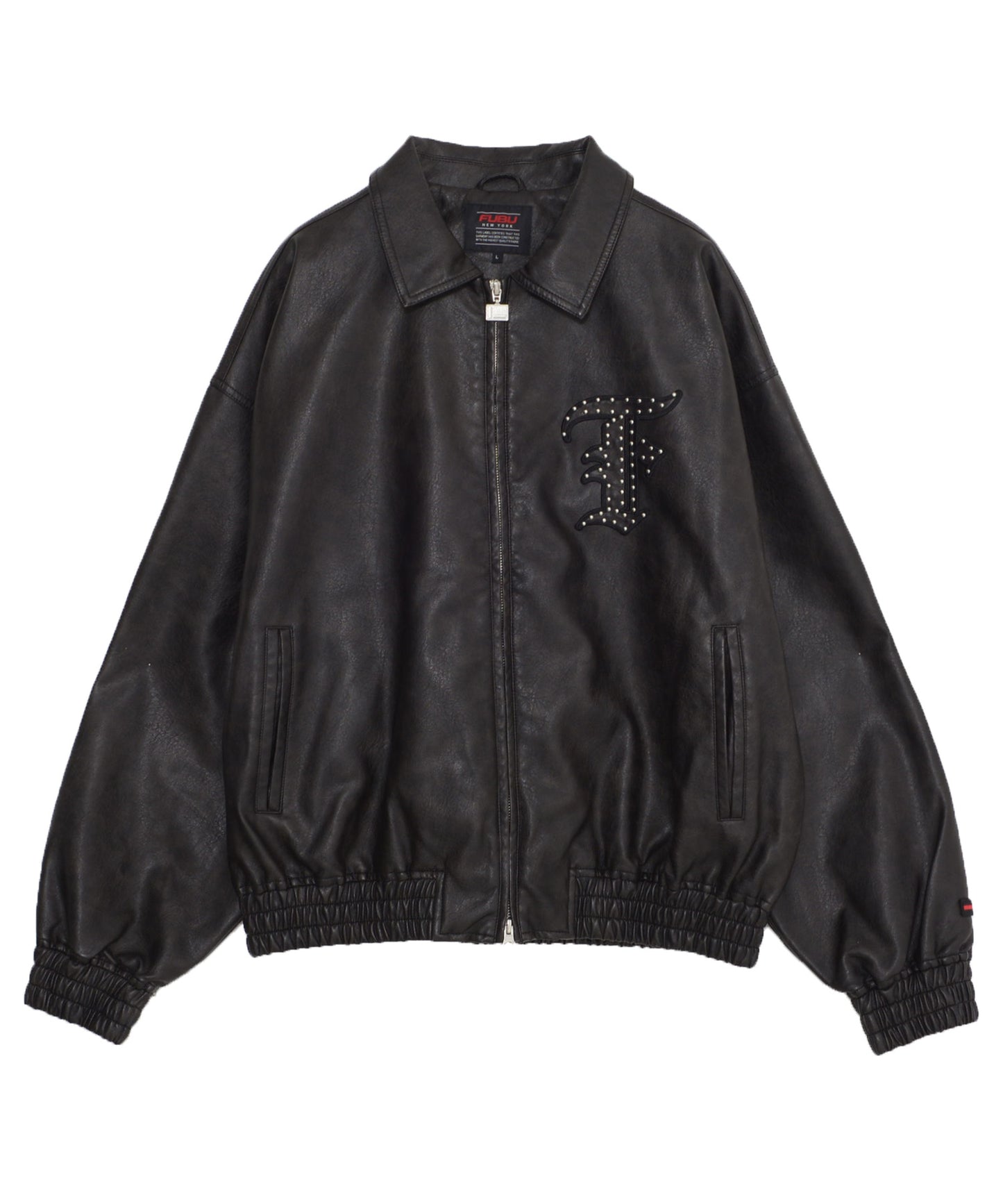 FAUX LEATHER STUDS PATCH JACKET/フェイクレザー スタンドパッチ ジャケット【FAM-52302】