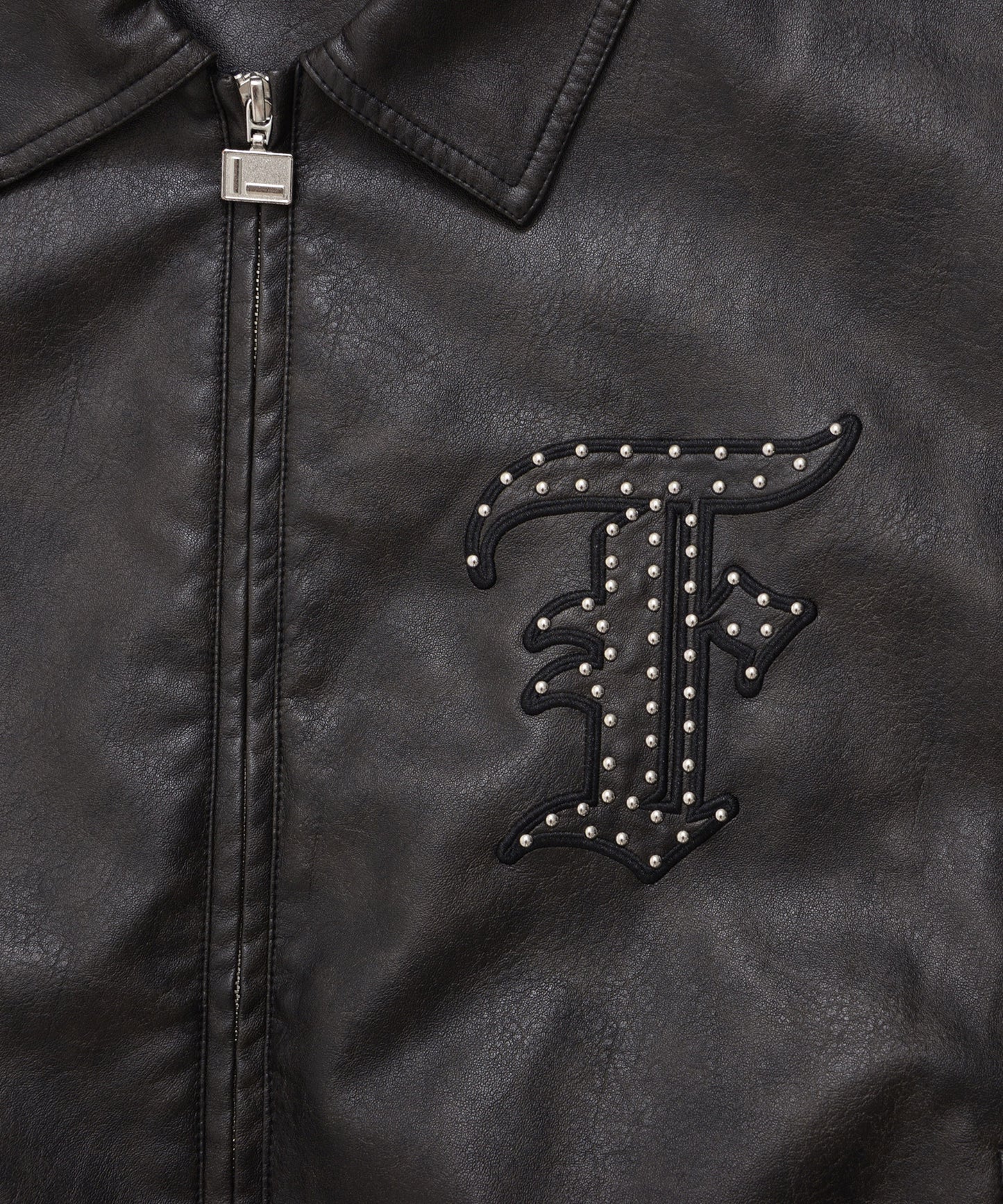 FAUX LEATHER STUDS PATCH JACKET/フェイクレザー スタンドパッチ ジャケット【FAM-52302】