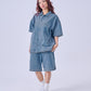 【NEW】DENIM WARM UP SHORTS/デニムバギーショーツ【FAM-61506】