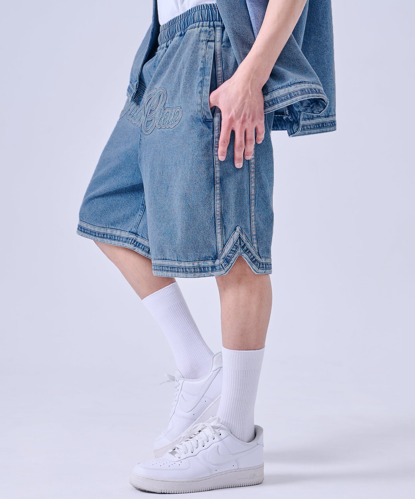 【NEW】DENIM WARM UP SHORTS/デニムバギーショーツ【FAM-61506】