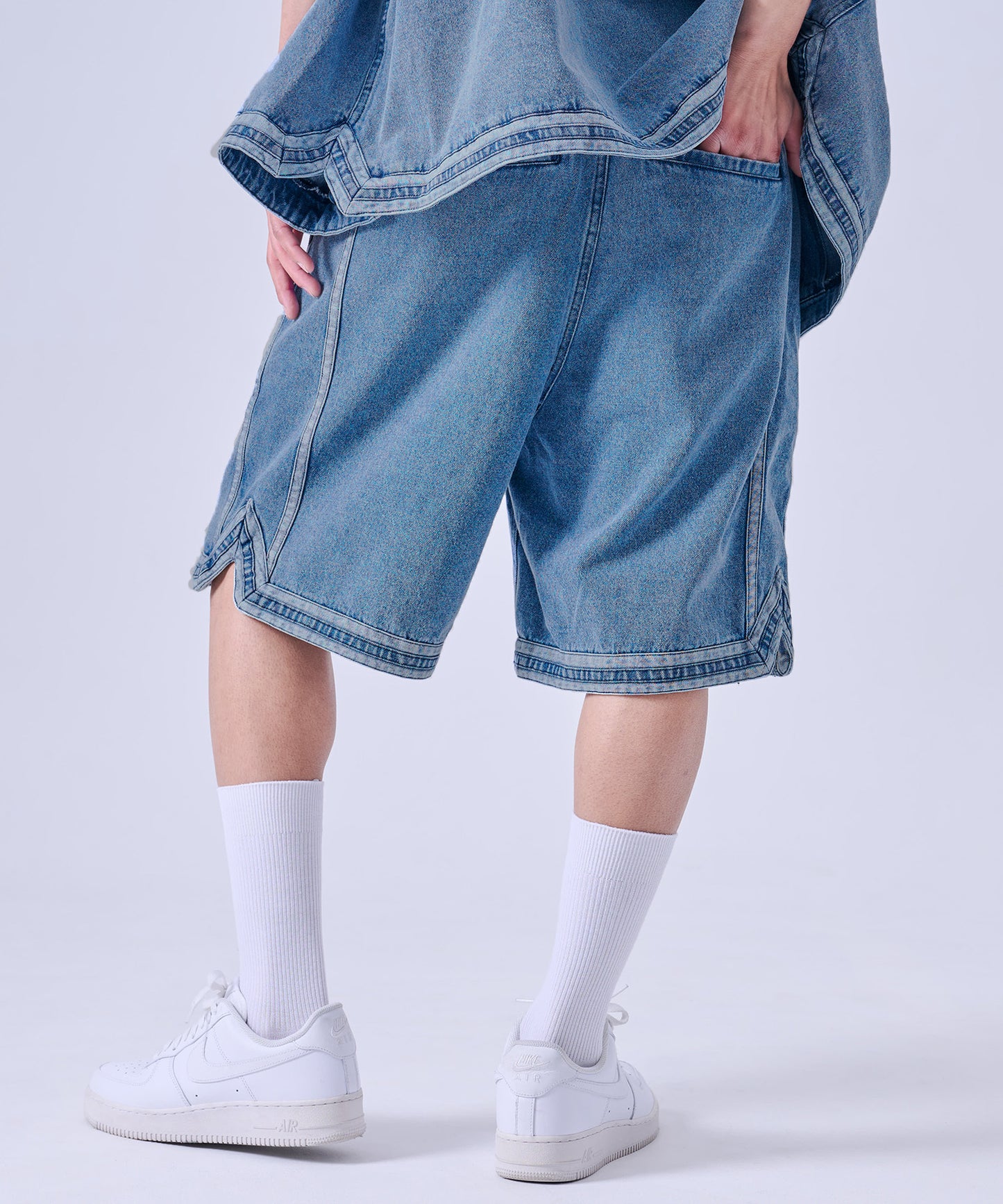 【NEW】DENIM WARM UP SHORTS/デニムバギーショーツ【FAM-61506】