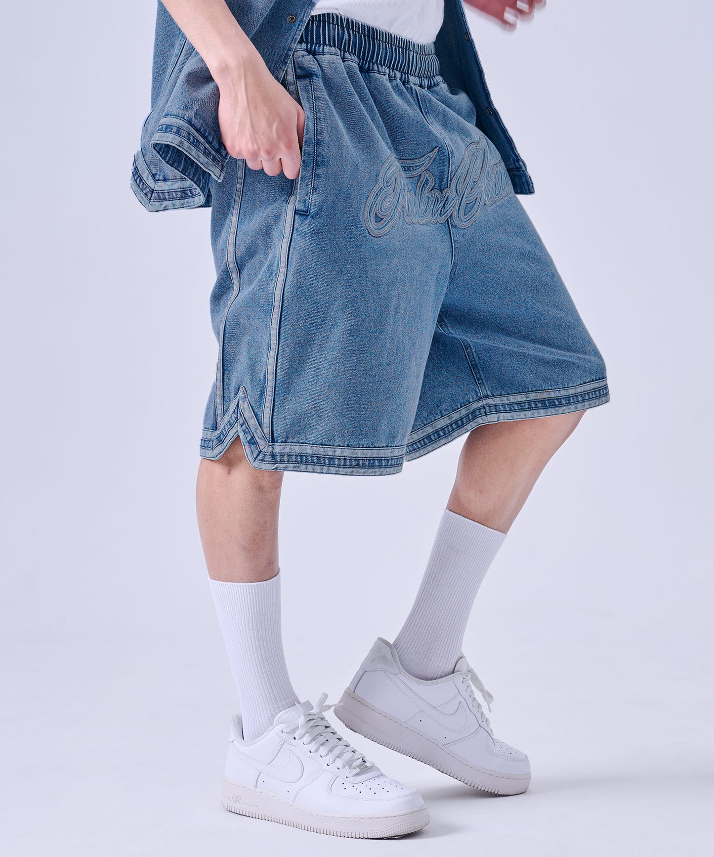 【NEW】DENIM WARM UP SHORTS/デニムバギーショーツ【FAM-61506】