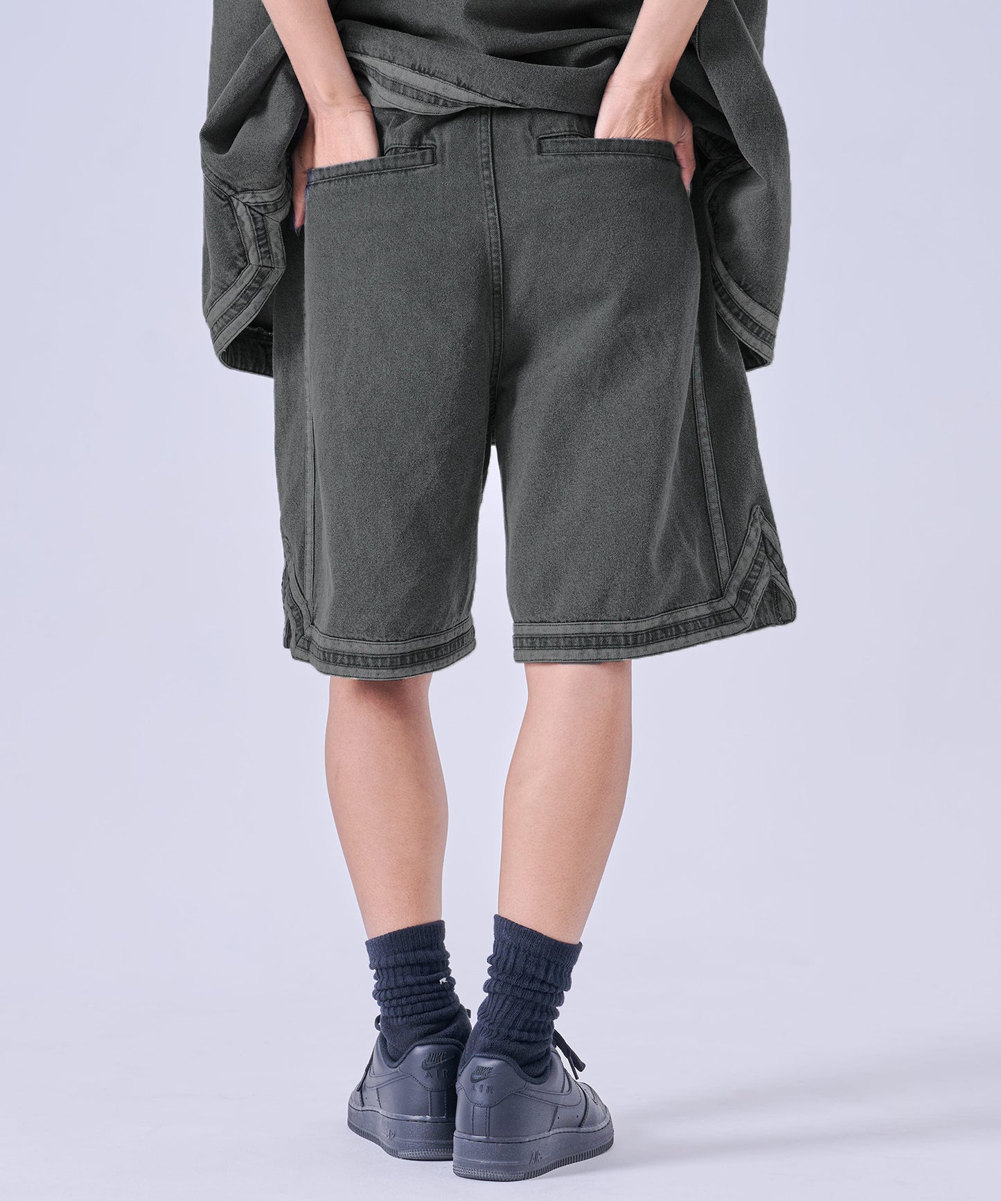 【NEW】DENIM WARM UP SHORTS/デニムバギーショーツ【FAM-61506】