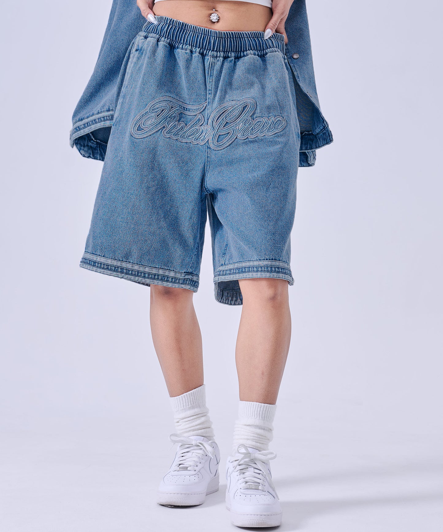 【NEW】DENIM WARM UP SHORTS/デニムバギーショーツ【FAM-61506】