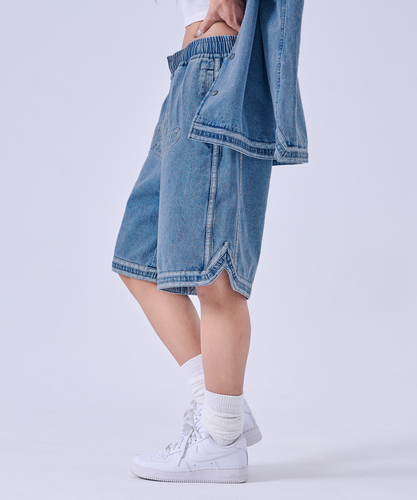 【NEW】DENIM WARM UP SHORTS/デニムバギーショーツ【FAM-61506】