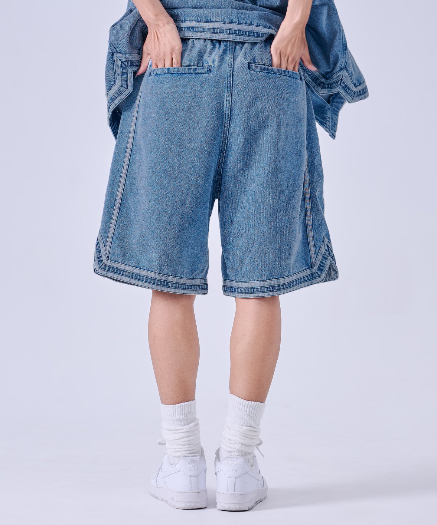 【NEW】DENIM WARM UP SHORTS/デニムバギーショーツ【FAM-61506】