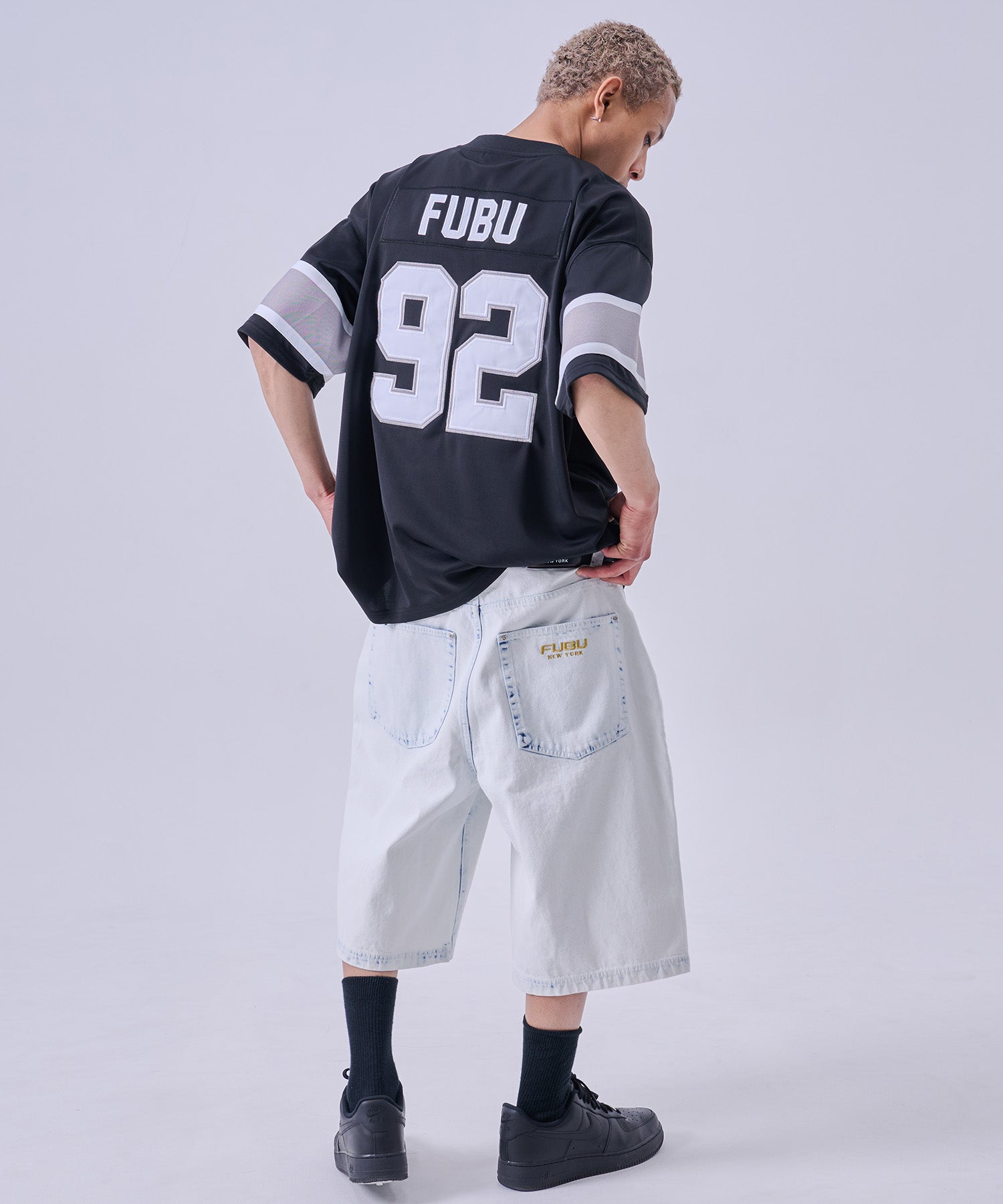 FUBU フブ デニムバギーショーツ。FUBUはアメリカの代表的なHIPHOP